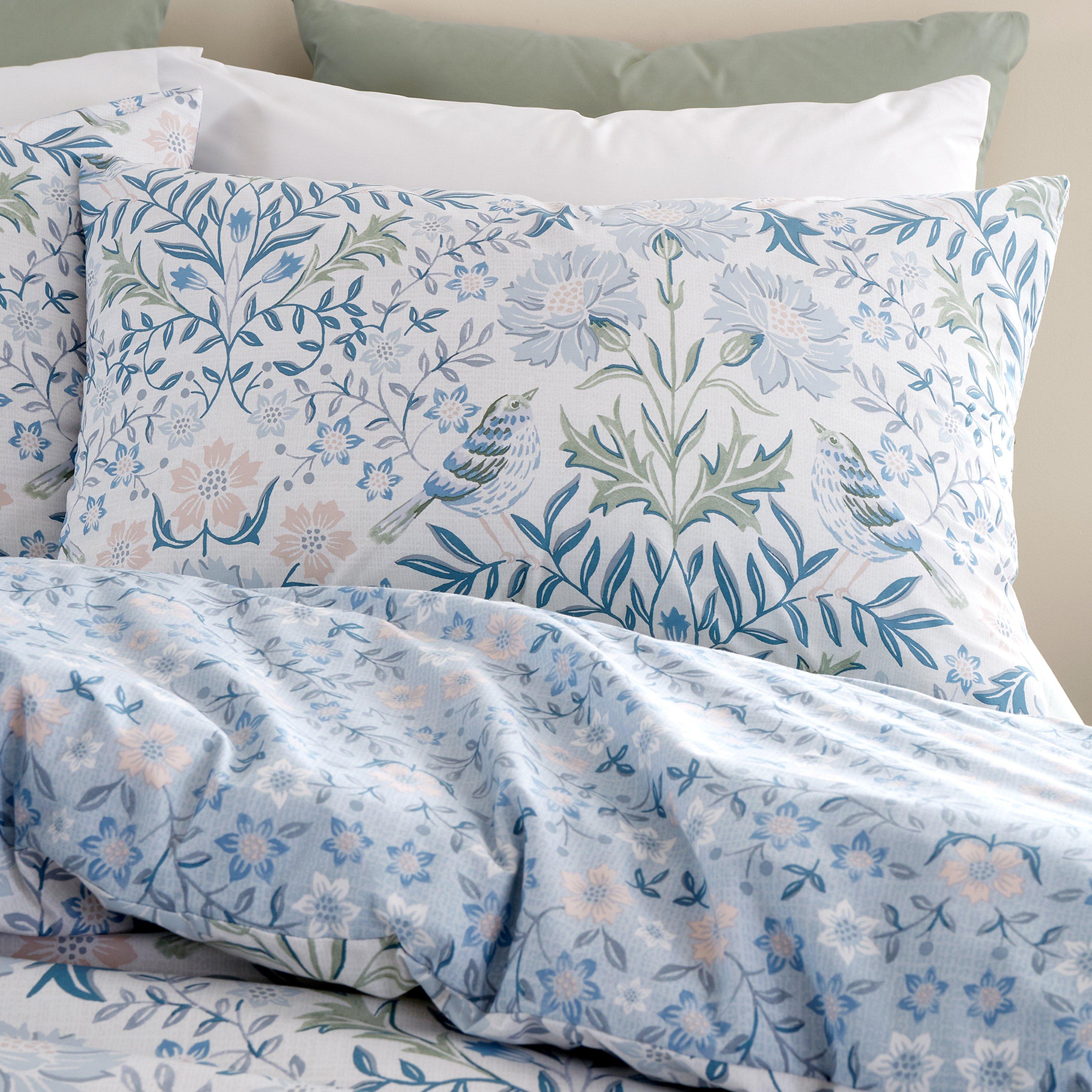 Blue - Bianca - Hedgerow Hopper Floral 200 TC Duvet Cover Set - 3