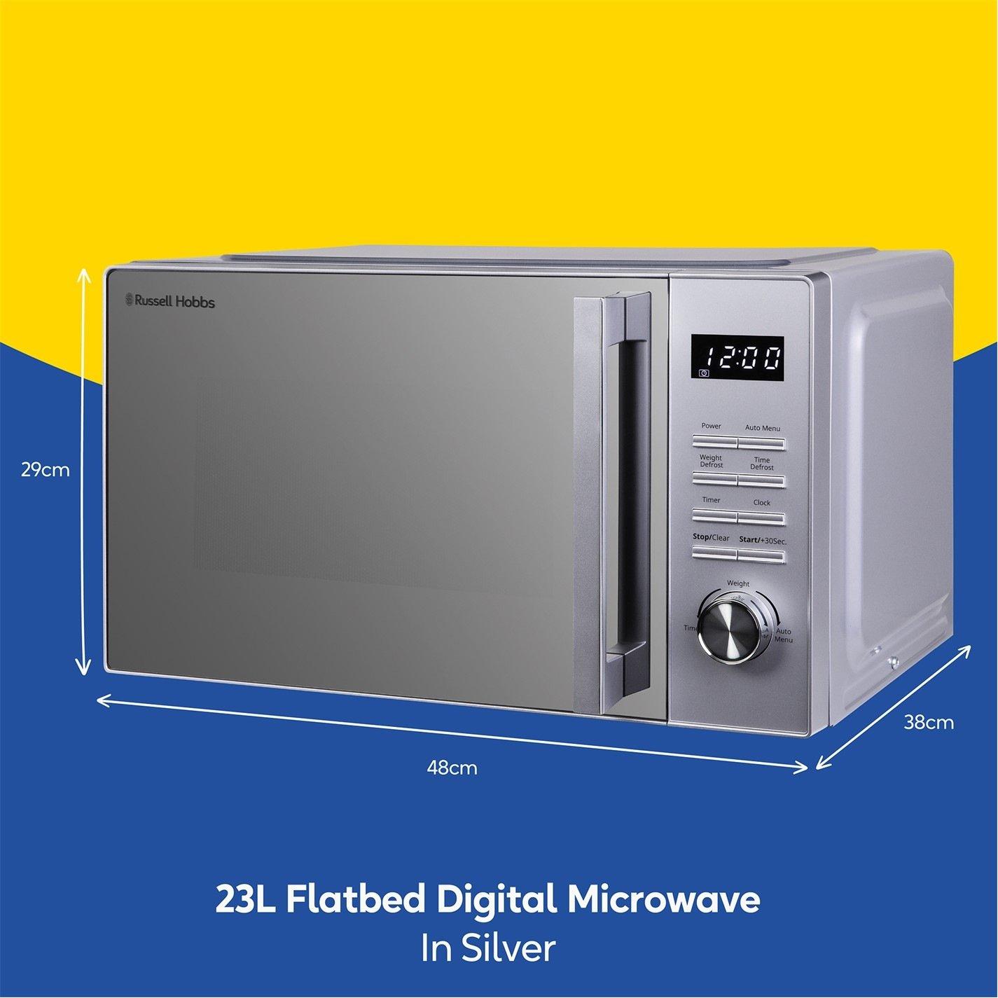 Silver - Russell Hobbs - RHFM2365S 23L Silver Flatbed Digital Microwave - 2