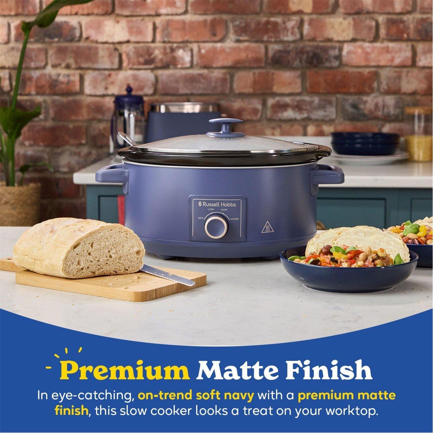 Navy - Russell Hobbs - 7L Slow Cooker Soft Navy - 4