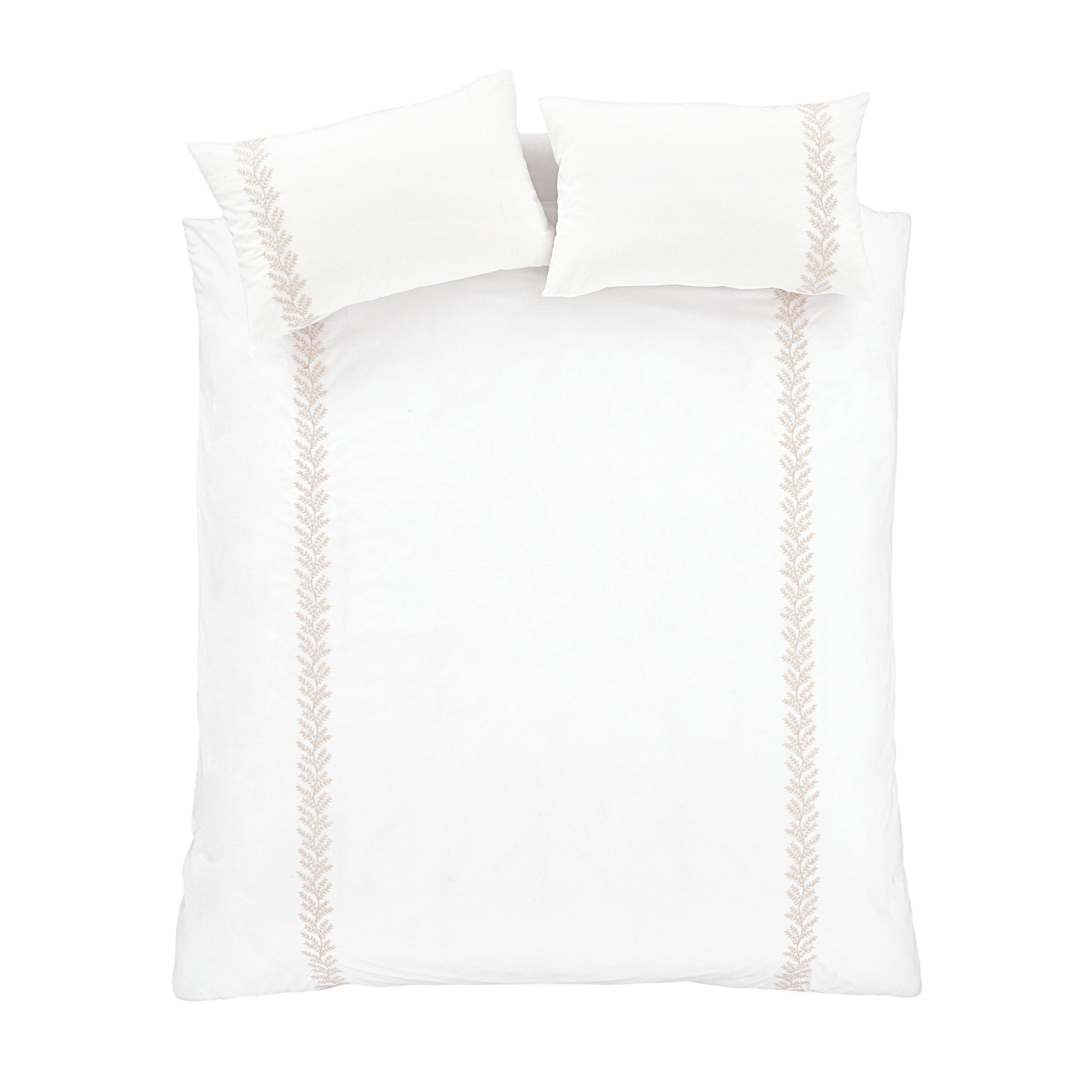 Natural - Bianca - Embroidery Leaf 180 TC Cotton Duvet Cover Set - 5