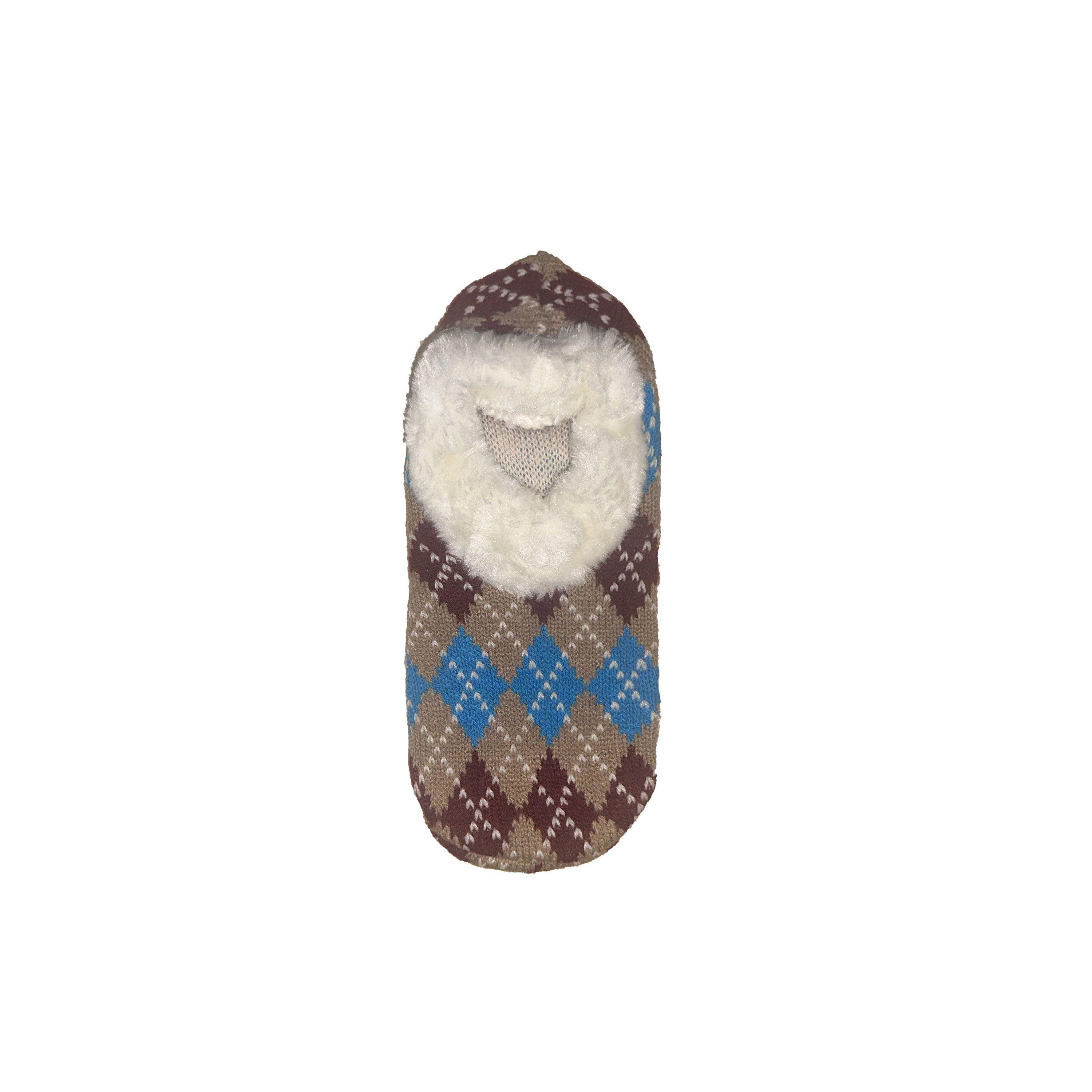 Royal/Khaki - Miso - Women's Christmas Jacquard Machine Washable Slipper Socks - 2