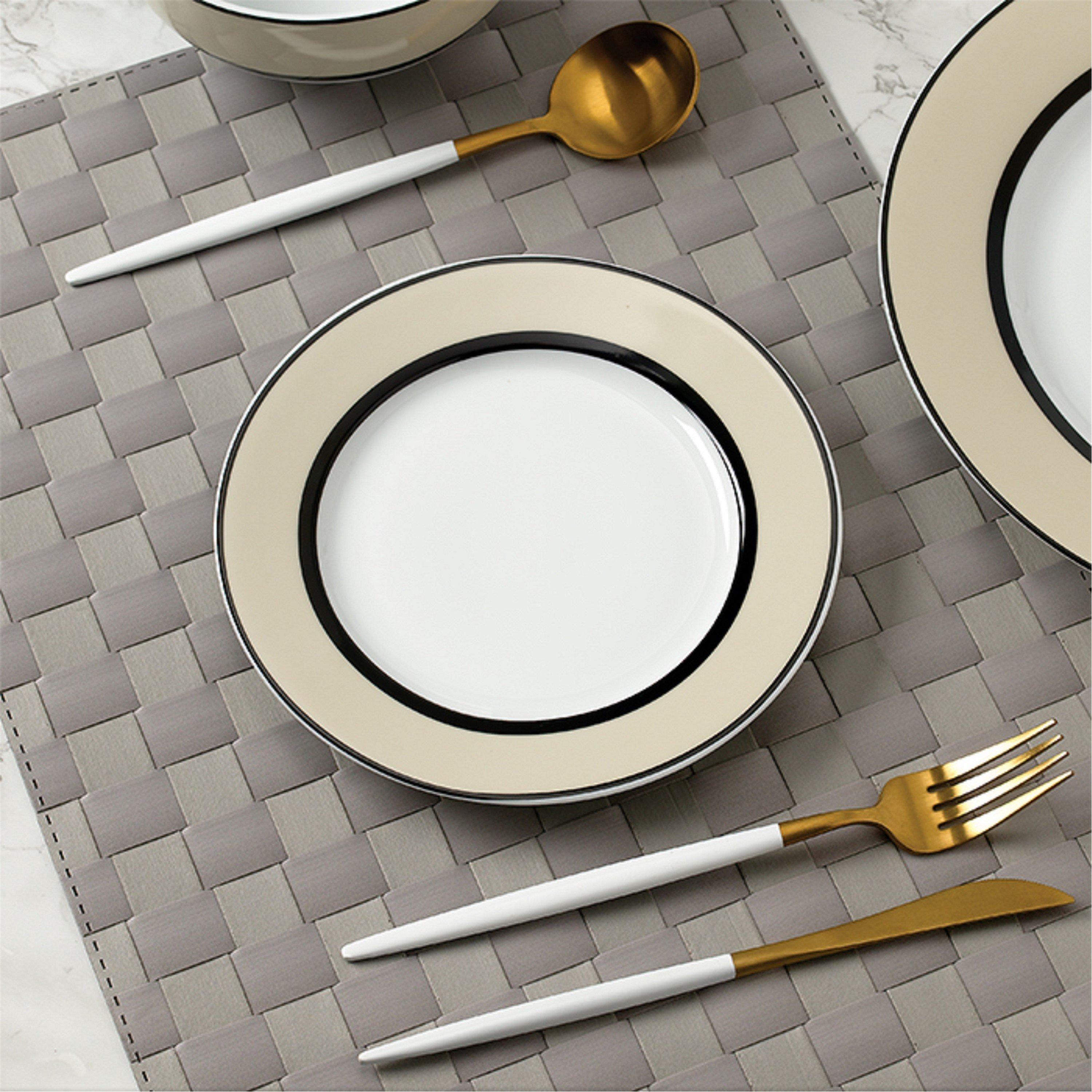 Multi - Waterside - 12pc York Cream Band Dinner Set - 3