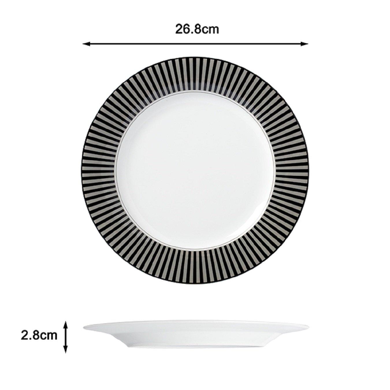 Black - Waterside - 12pc Belmont Black Stripe Dinner Set - 5