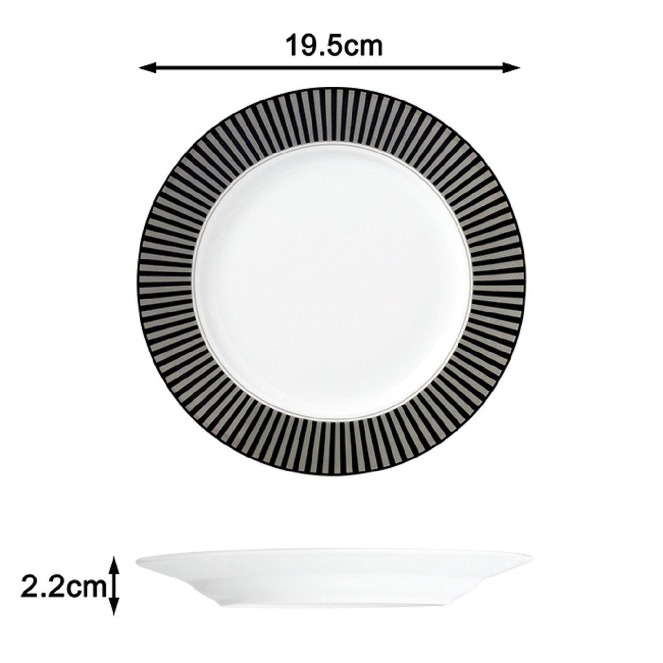 Black - Waterside - 12pc Belmont Black Stripe Dinner Set - 6