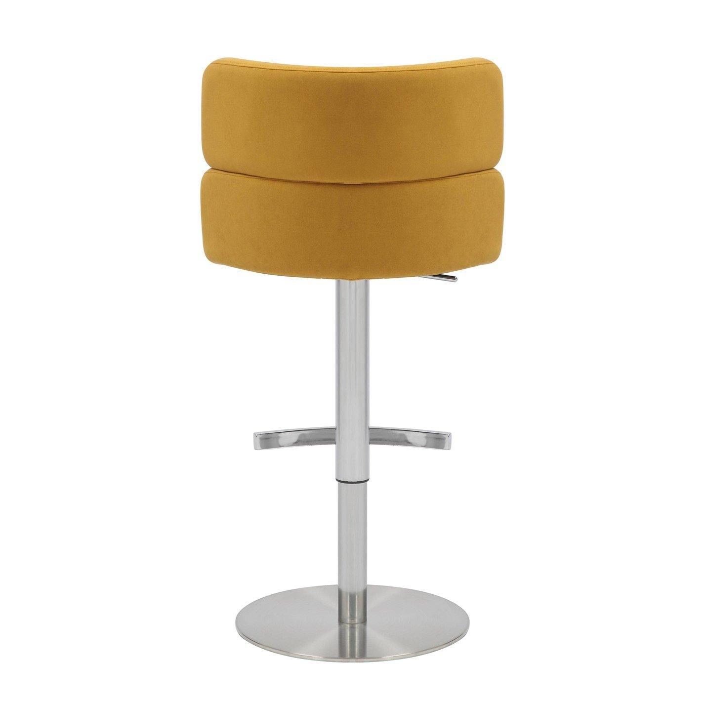 Mustard - Shankar - Mason Brushed Velvet Brushed Steel Base Bar Stool - 3