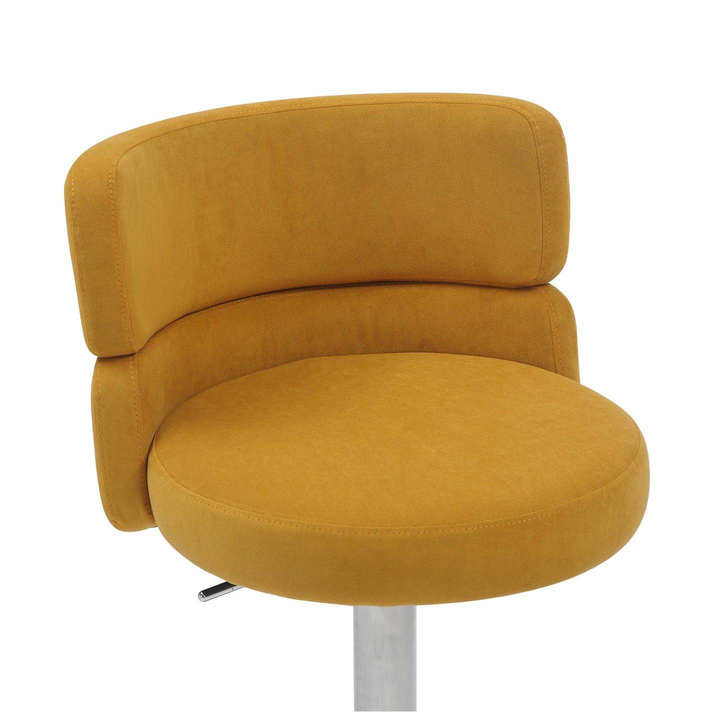 Mustard - Shankar - Mason Brushed Velvet Brushed Steel Base Bar Stool - 4