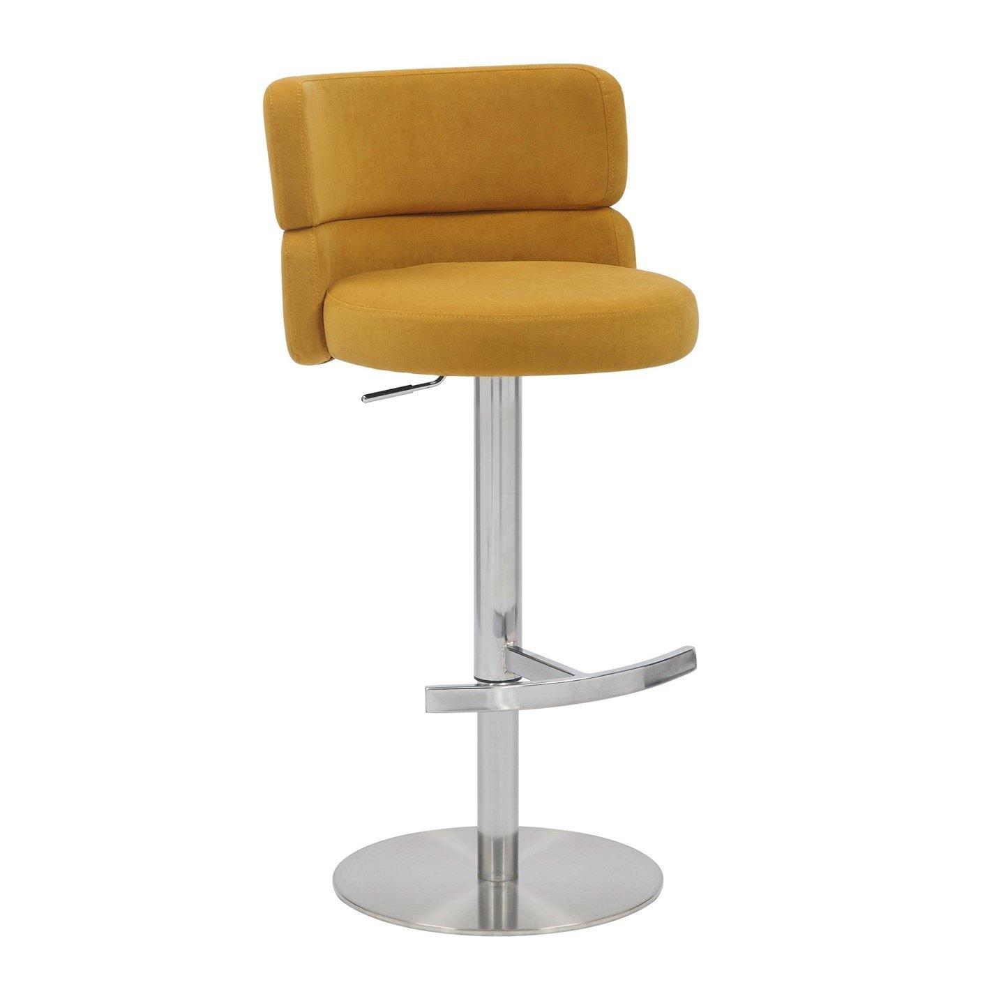 Mustard - Shankar - Mason Brushed Velvet Brushed Steel Base Bar Stool - 6