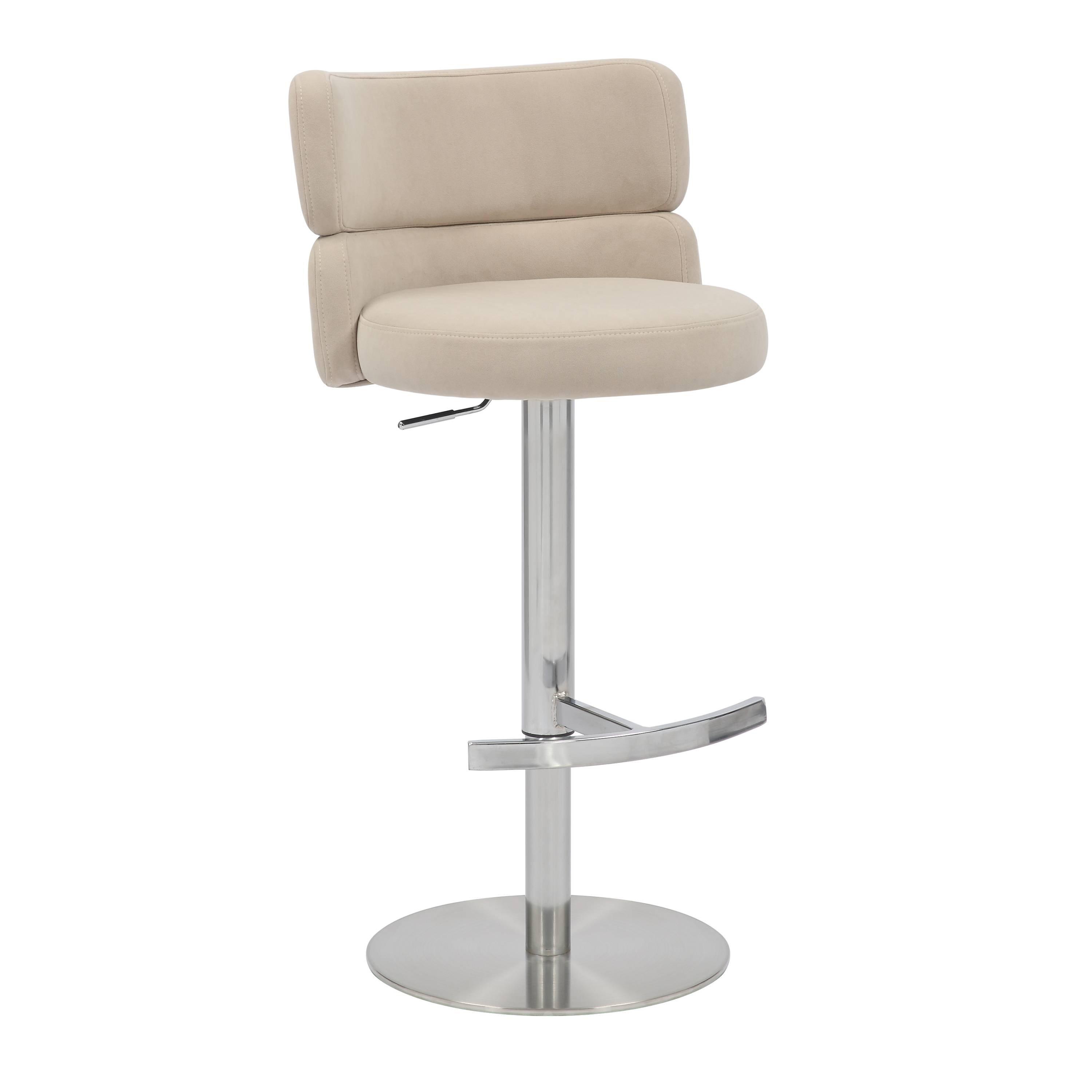 Cream - Shankar - Mason Brushed Velvet Brushed Steel Base Bar Stool - 1