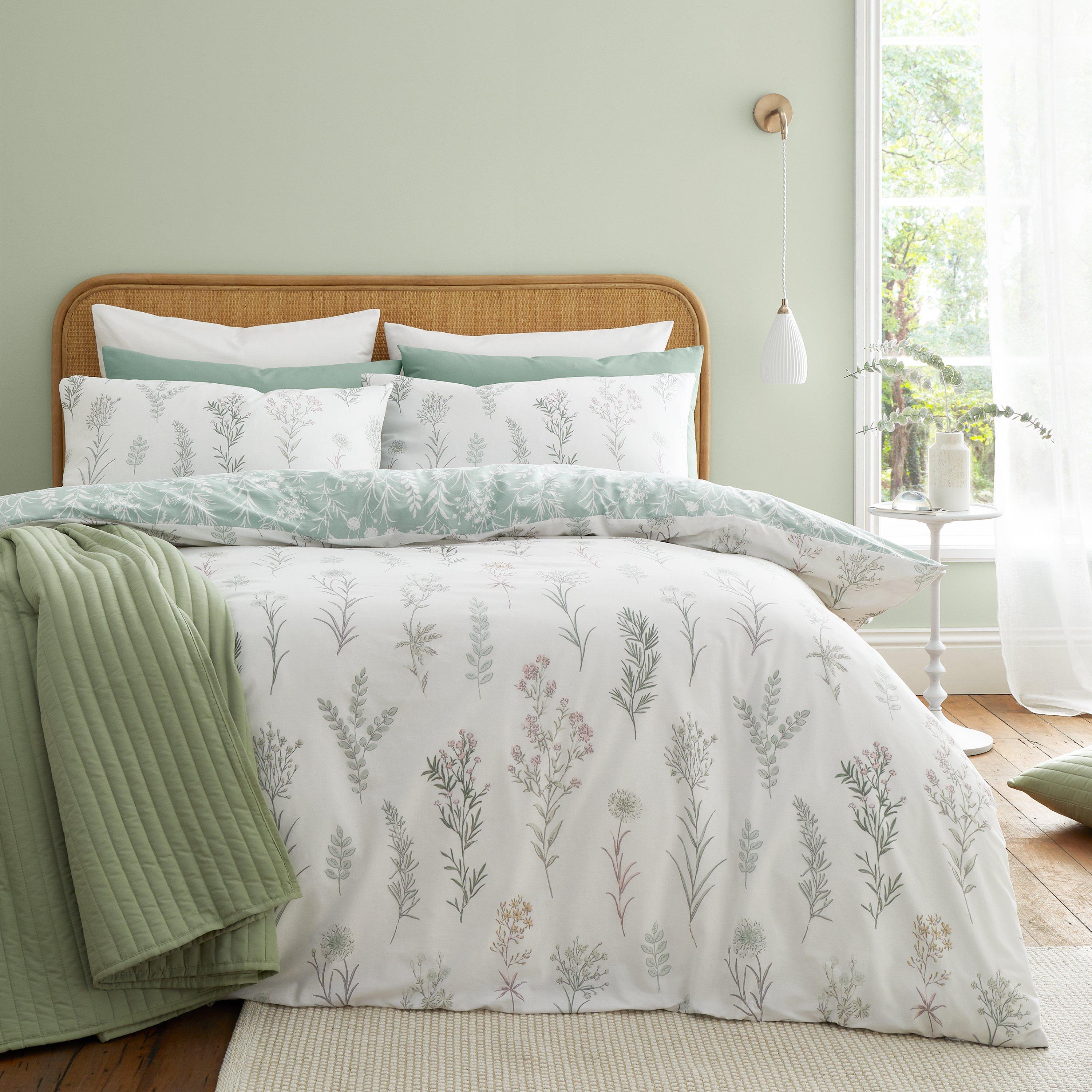 Green - Bianca - Wild Flowers 200 TC Cotton Duvet Cover Set - 1