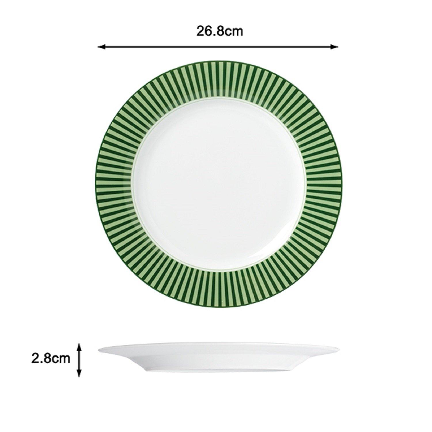 Green - Waterside - 12pc Belmont Green Stripe Dinner Set - 4