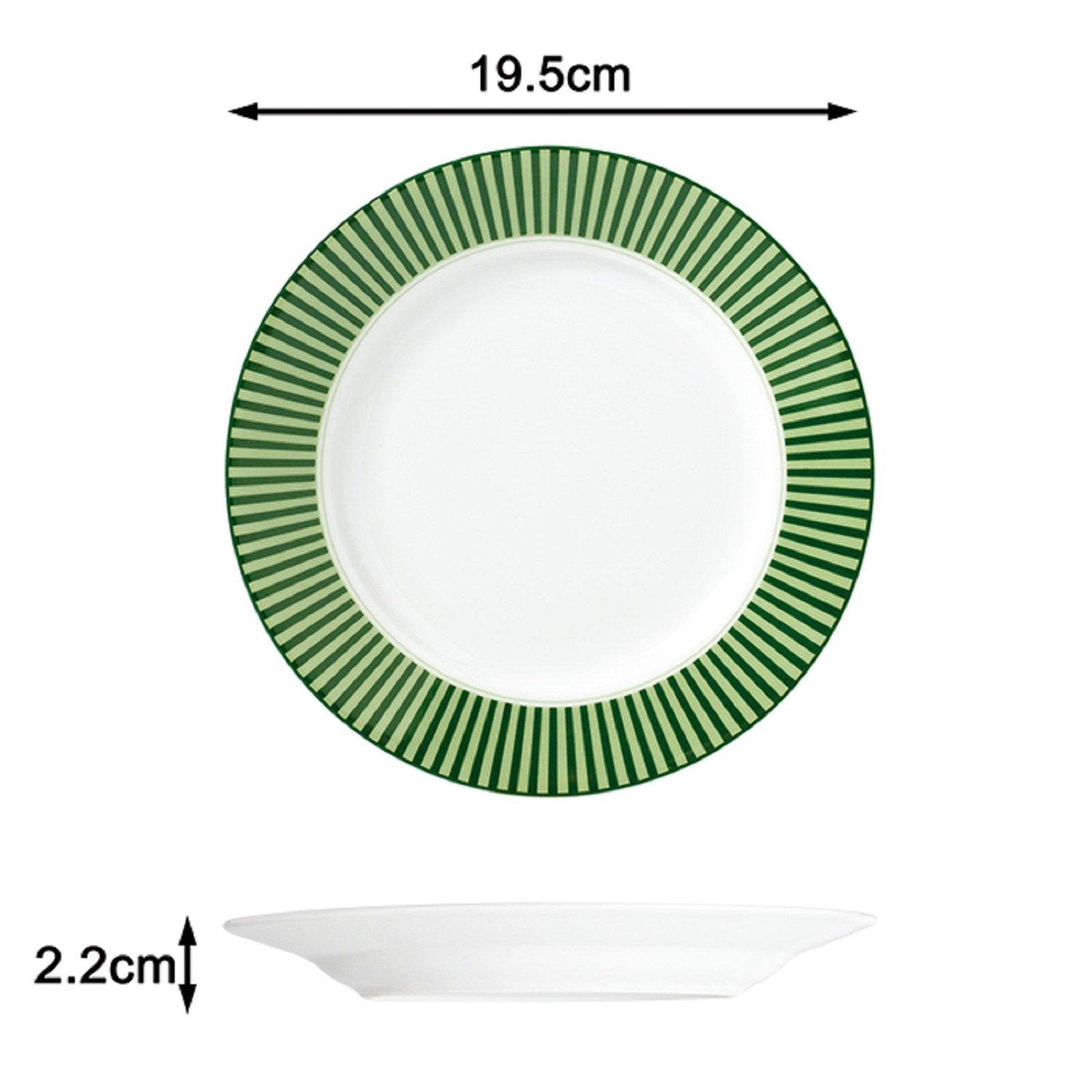 Green - Waterside - 12pc Belmont Green Stripe Dinner Set - 5