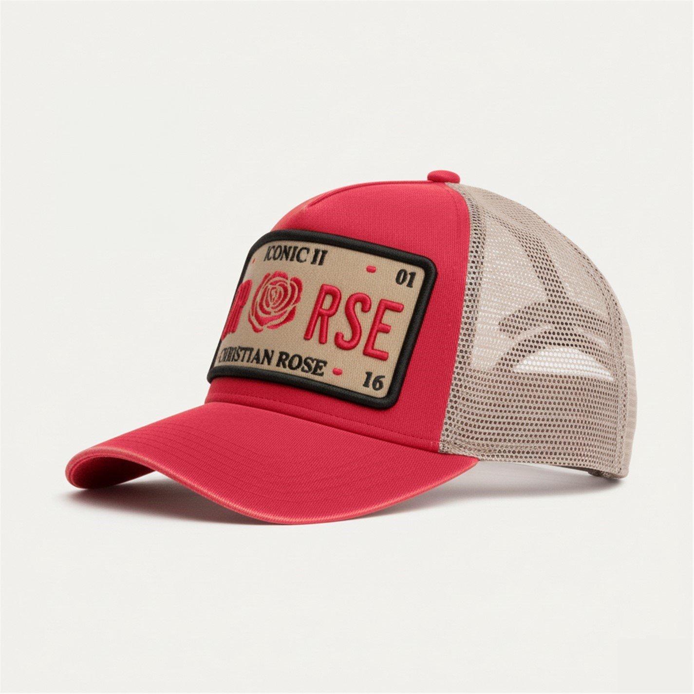 Christian Rose Men's Washed Iconic Ii Plate Trucker Cap - Red/Cream/Red