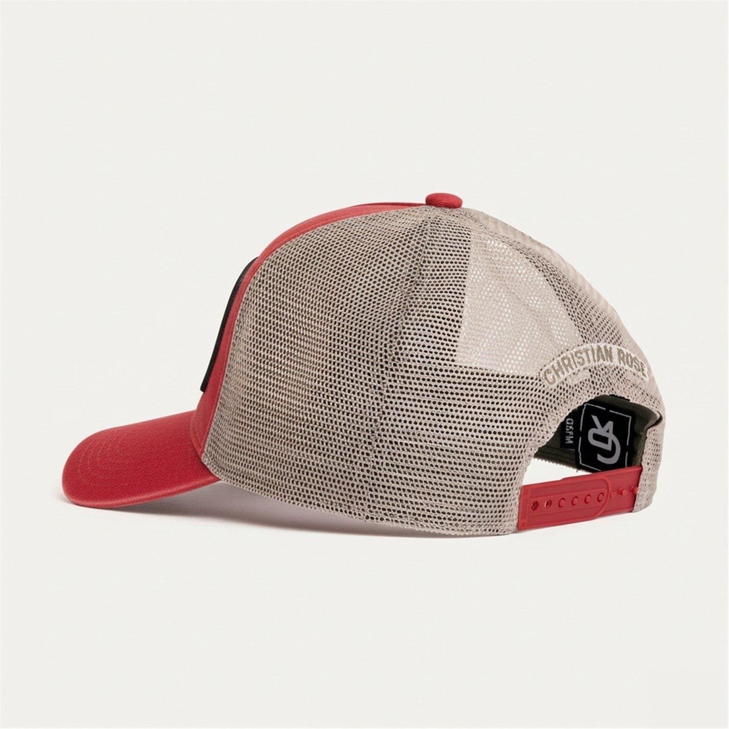 Red/Cream/Red - Christian Rose - Washed Iconic II Plate Trucker Cap - 3