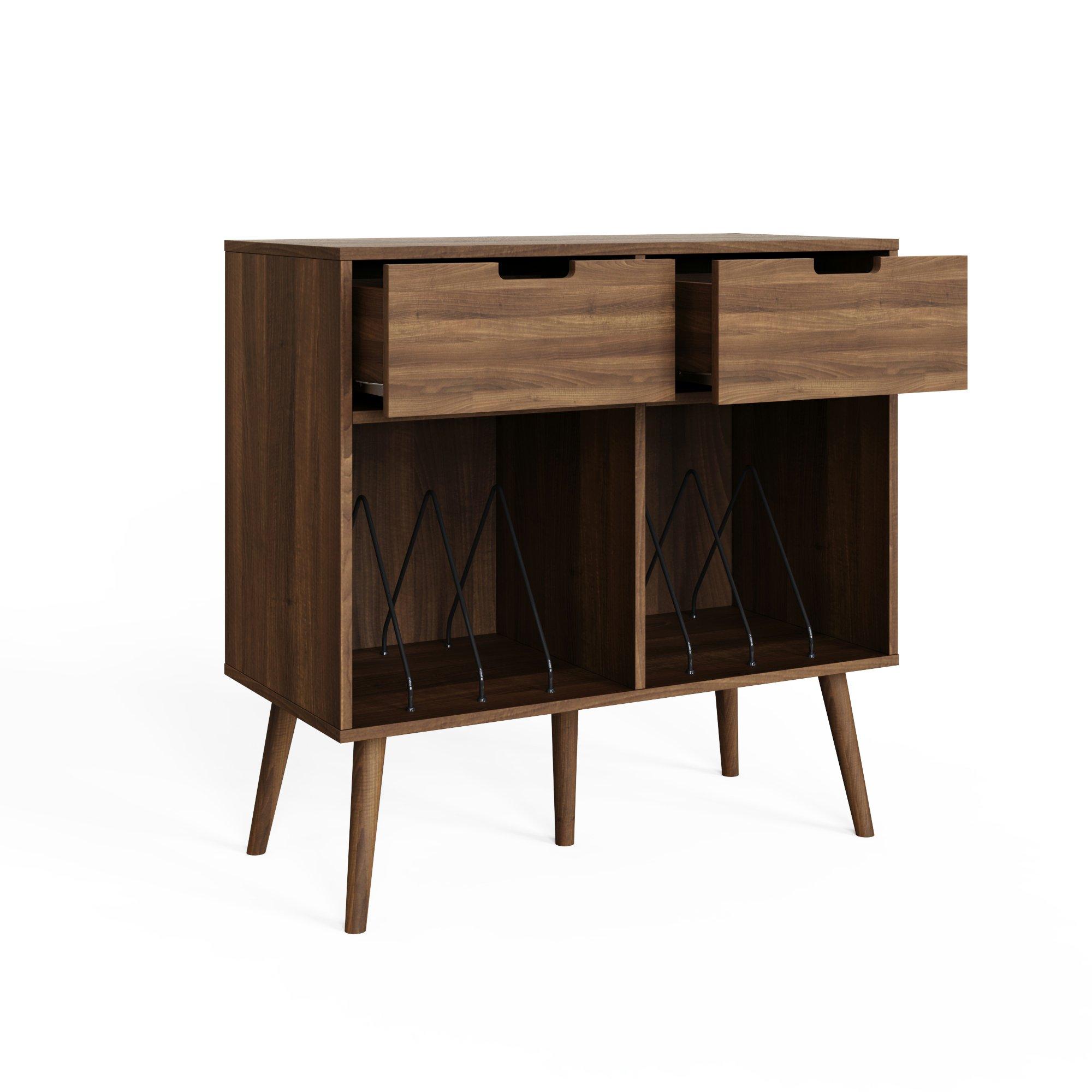 Walnut - GFW - Jaxon 2 Drawer Turntable Stand Walnut - 3