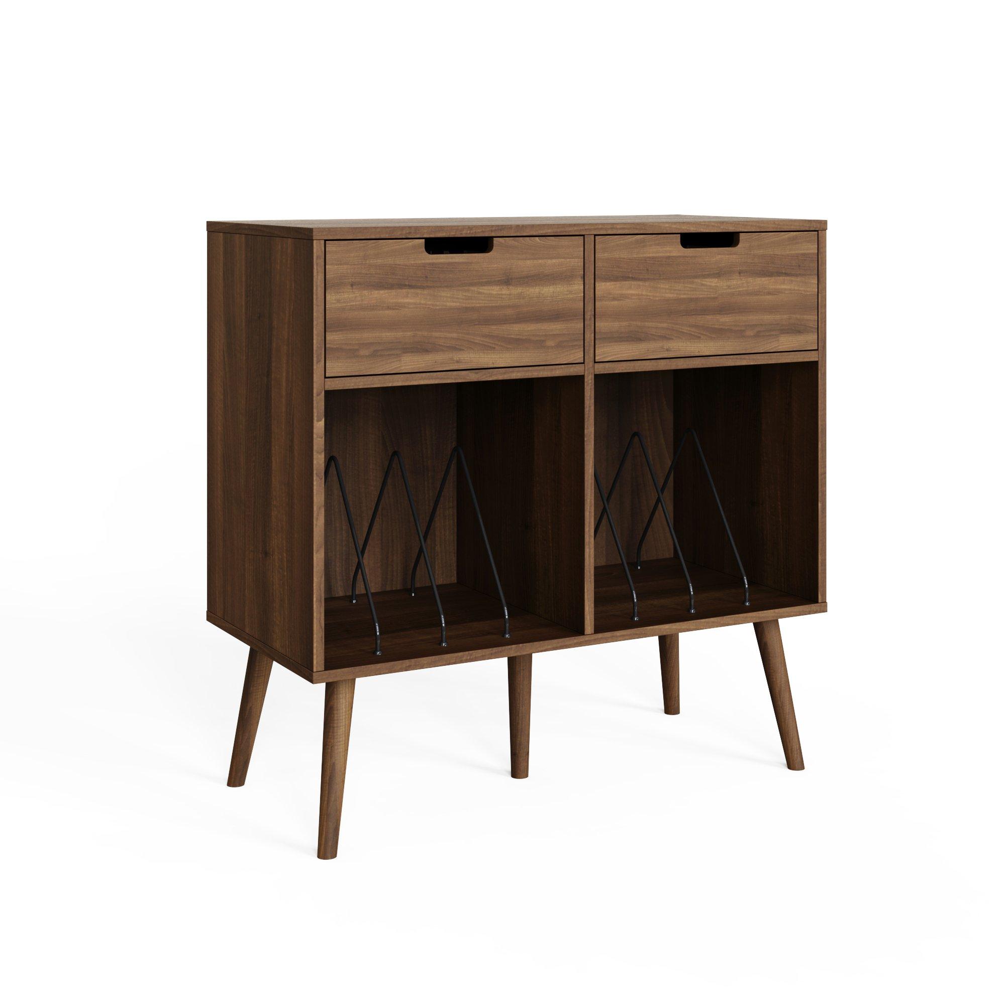 Walnut - GFW - Jaxon 2 Drawer Turntable Stand Walnut - 4