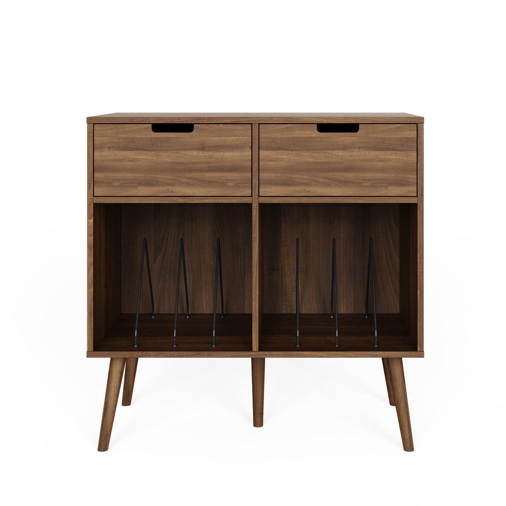 Walnut - GFW - Jaxon 2 Drawer Turntable Stand Walnut - 5