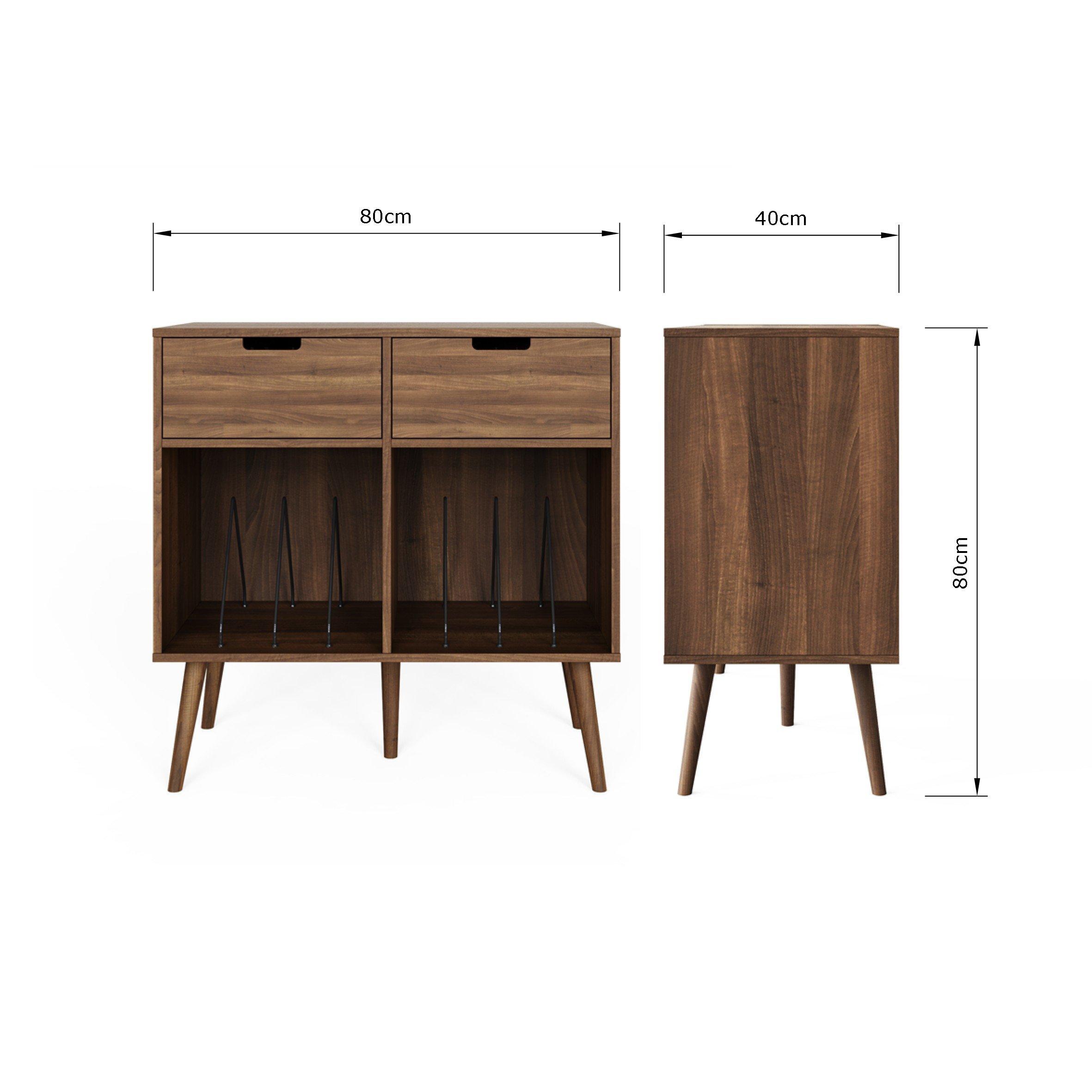 Walnut - GFW - Jaxon 2 Drawer Turntable Stand Walnut - 8