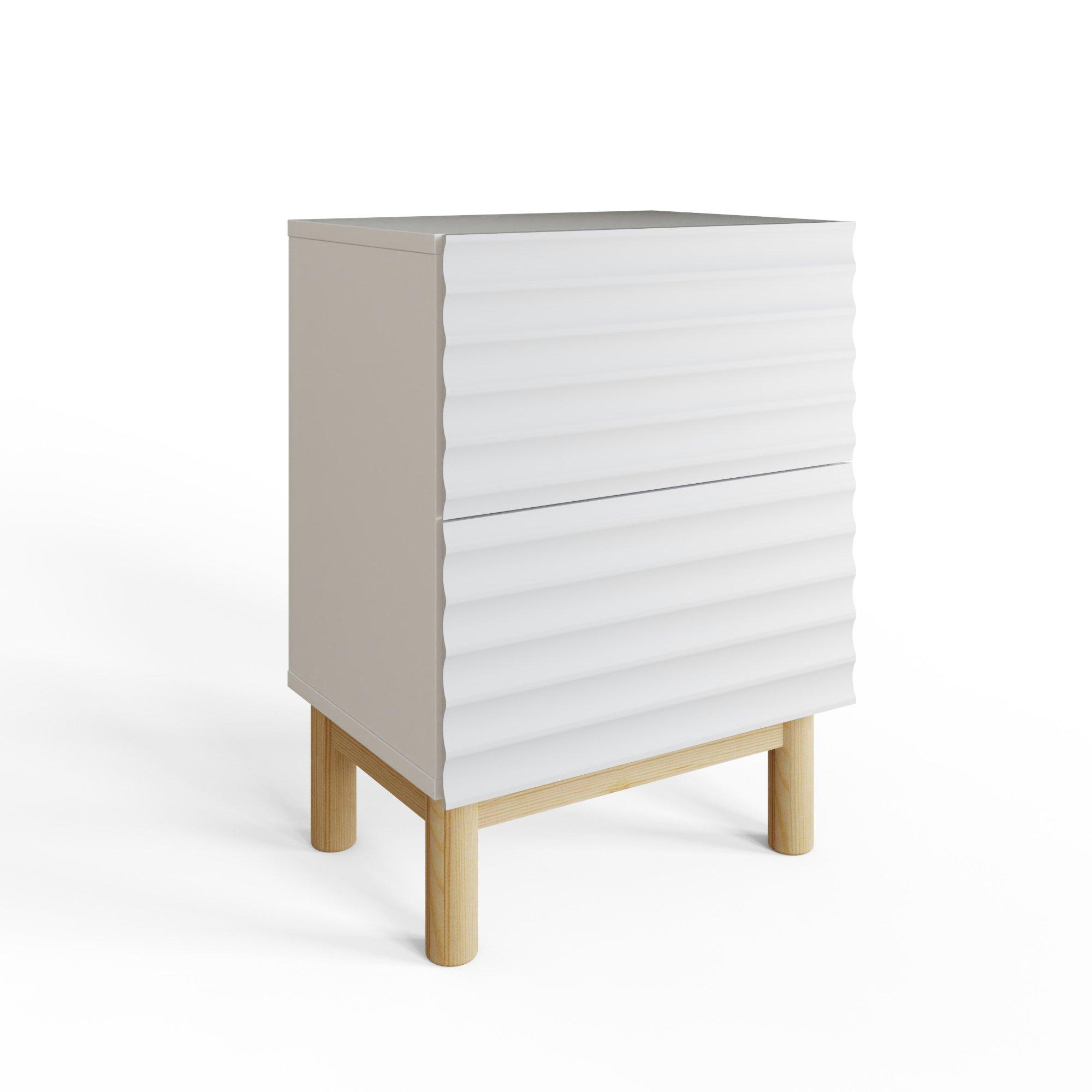 White - GFW - Karla Ribbed 2 Drawer Bedside White - 2