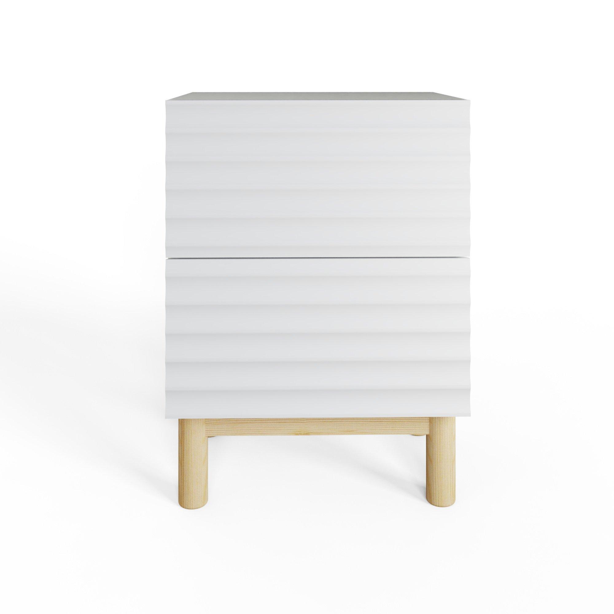 White - GFW - Karla Ribbed 2 Drawer Bedside White - 4