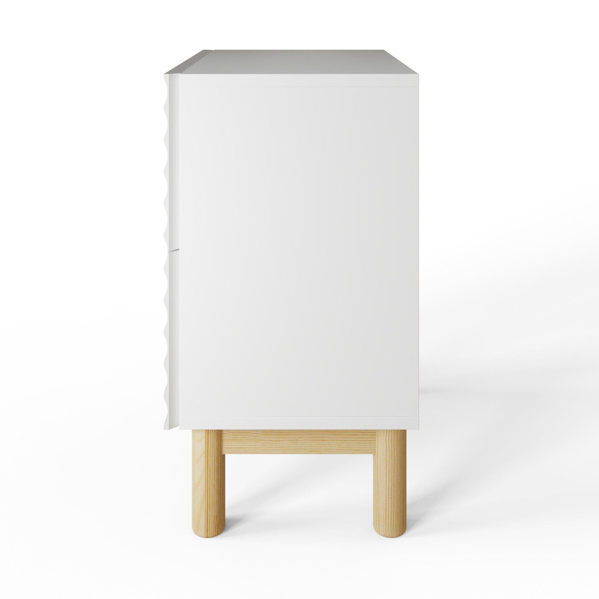White - GFW - Karla Ribbed 2 Drawer Bedside White - 5