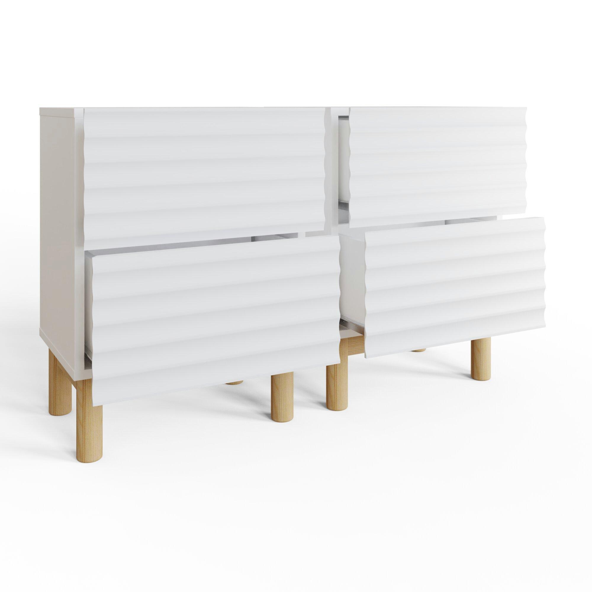 White - GFW - Karla Ribbed 2 Drawer Bedside White - 8
