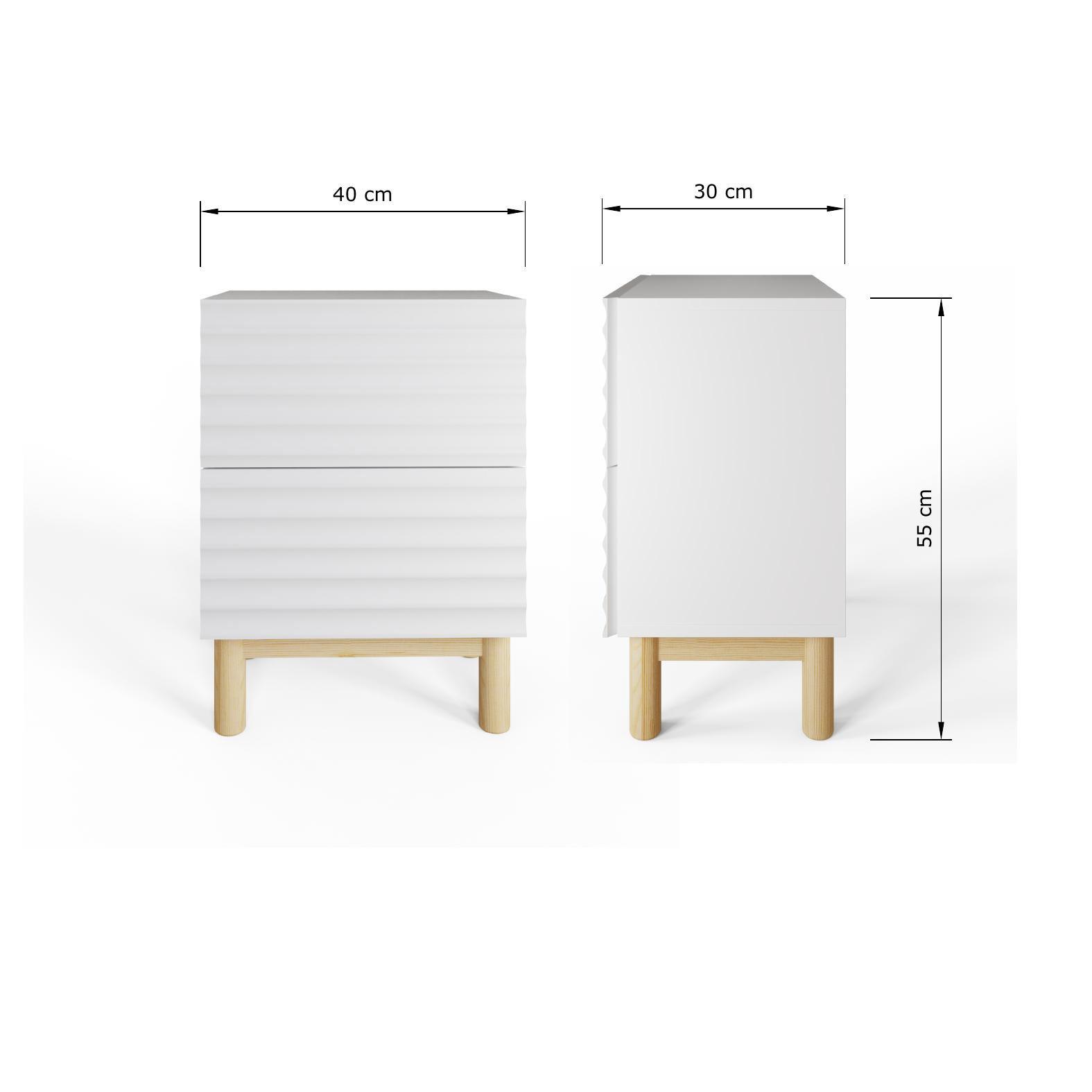 White - GFW - Karla Ribbed 2 Drawer Bedside White - 9