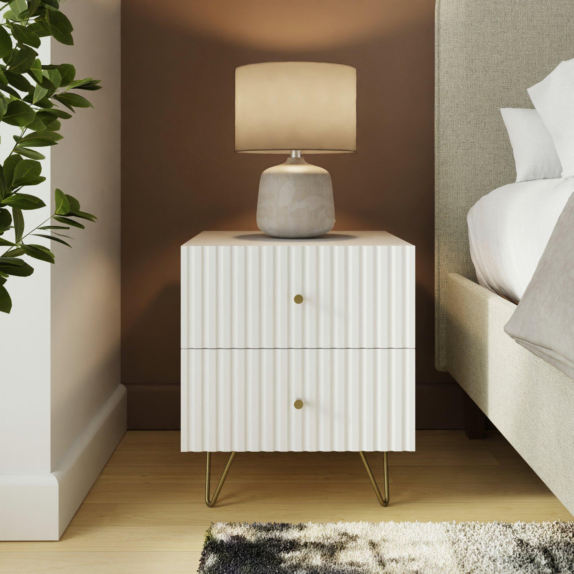 Gfw  Thalia 2 Drawer Bedside Table - White - Pair