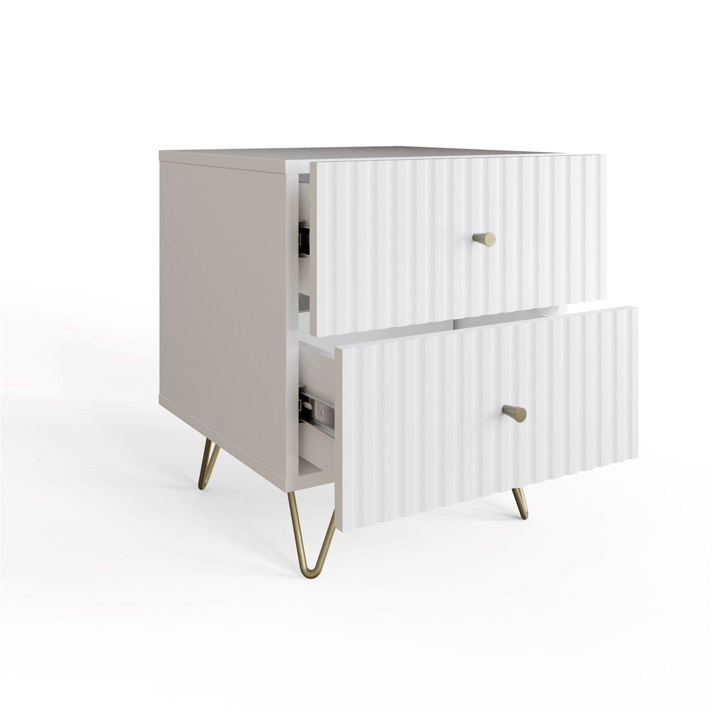 White - GFW - Thalia 2 Drawer Bedside Table - 3