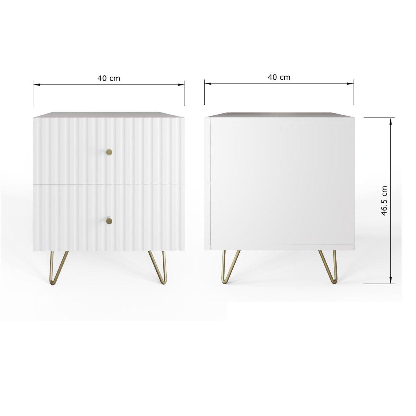 White - GFW - Thalia 2 Drawer Bedside Table - 7