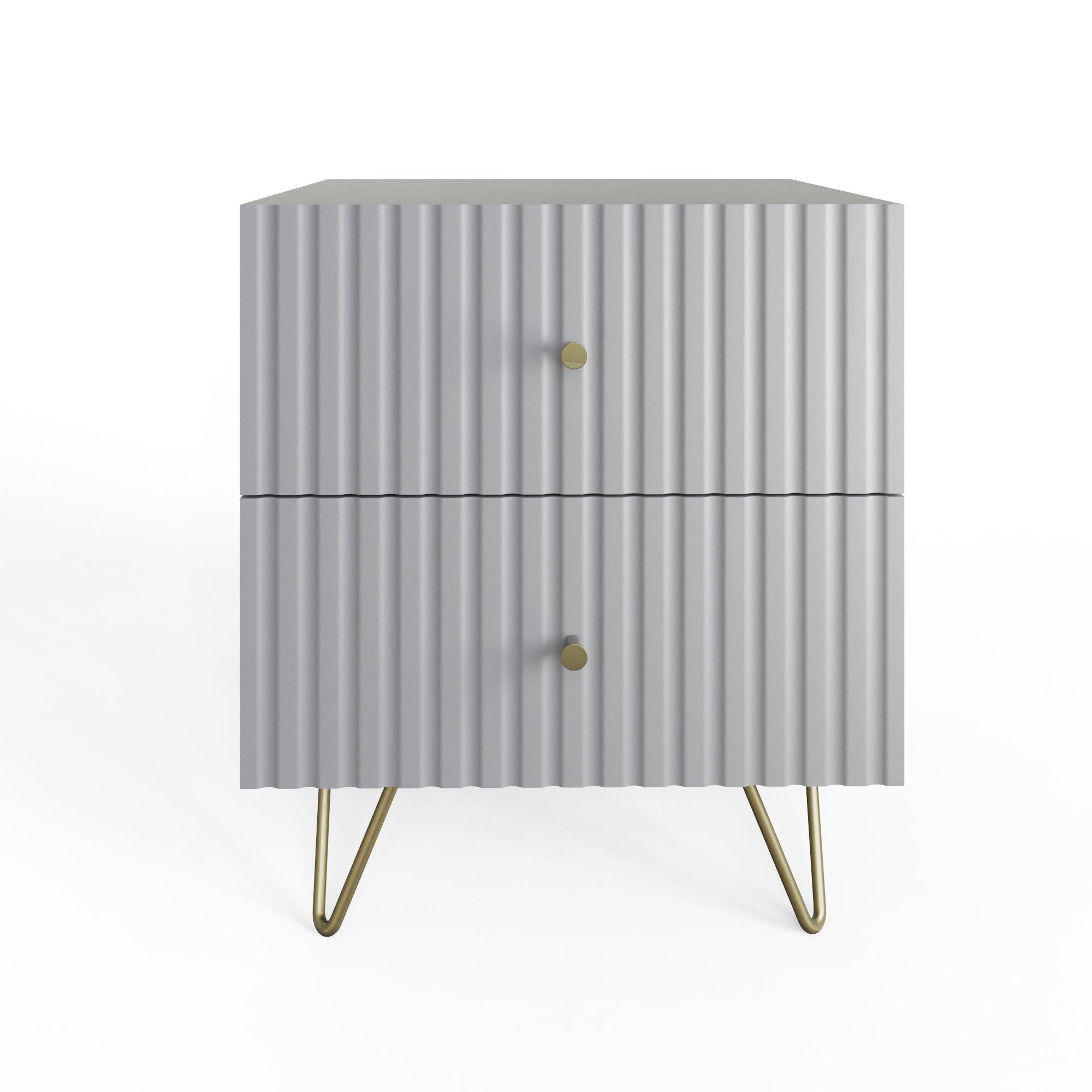 Grey - GFW - Thalia 2 Drawer Bedside Table White - 4