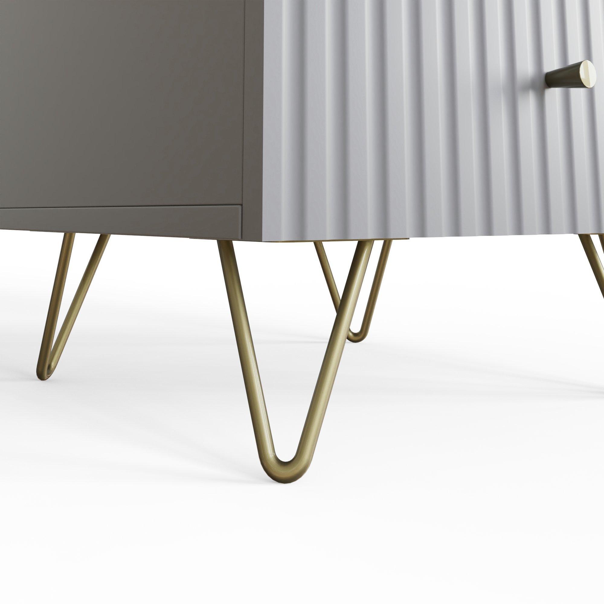 Grey - GFW - Thalia 2 Drawer Bedside Table White - 9