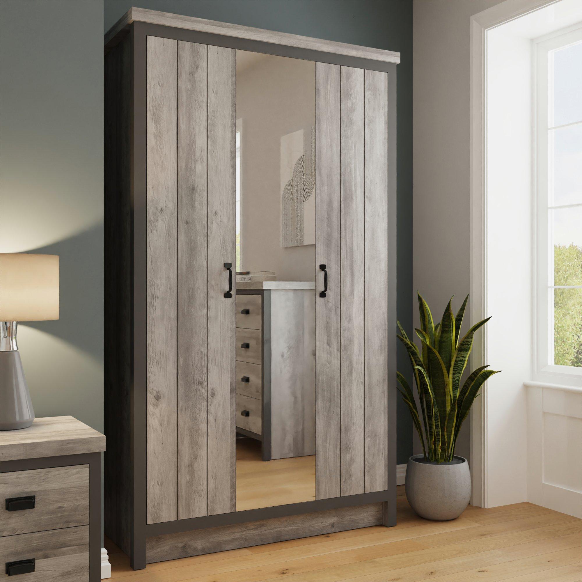 Grey - GFW - Boston 3 Door Mirrored Wardrobe Grey - 2