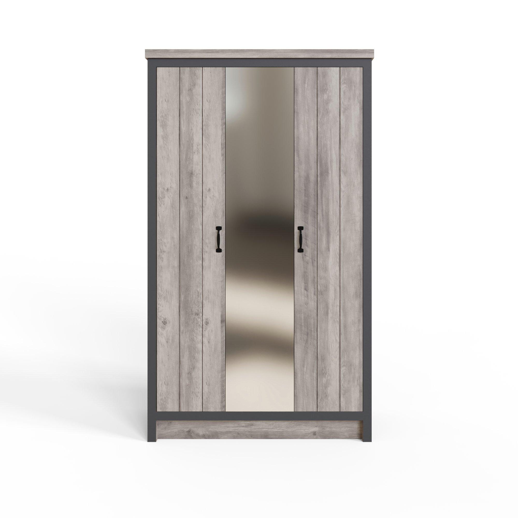 Grey - GFW - Boston 3 Door Mirrored Wardrobe Grey - 5