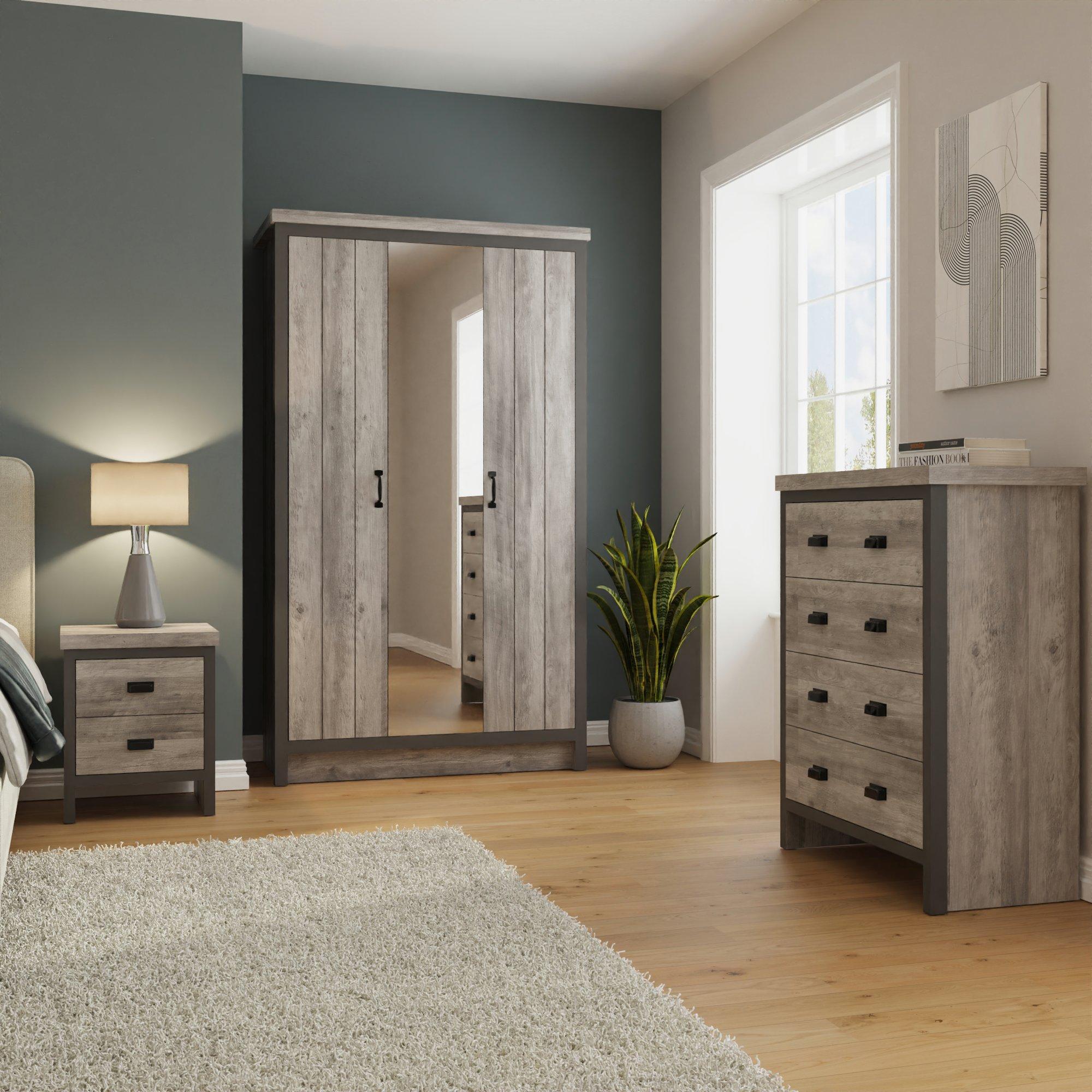 Grey - GFW - Boston 3 Door Mirrored Wardrobe Grey - 9