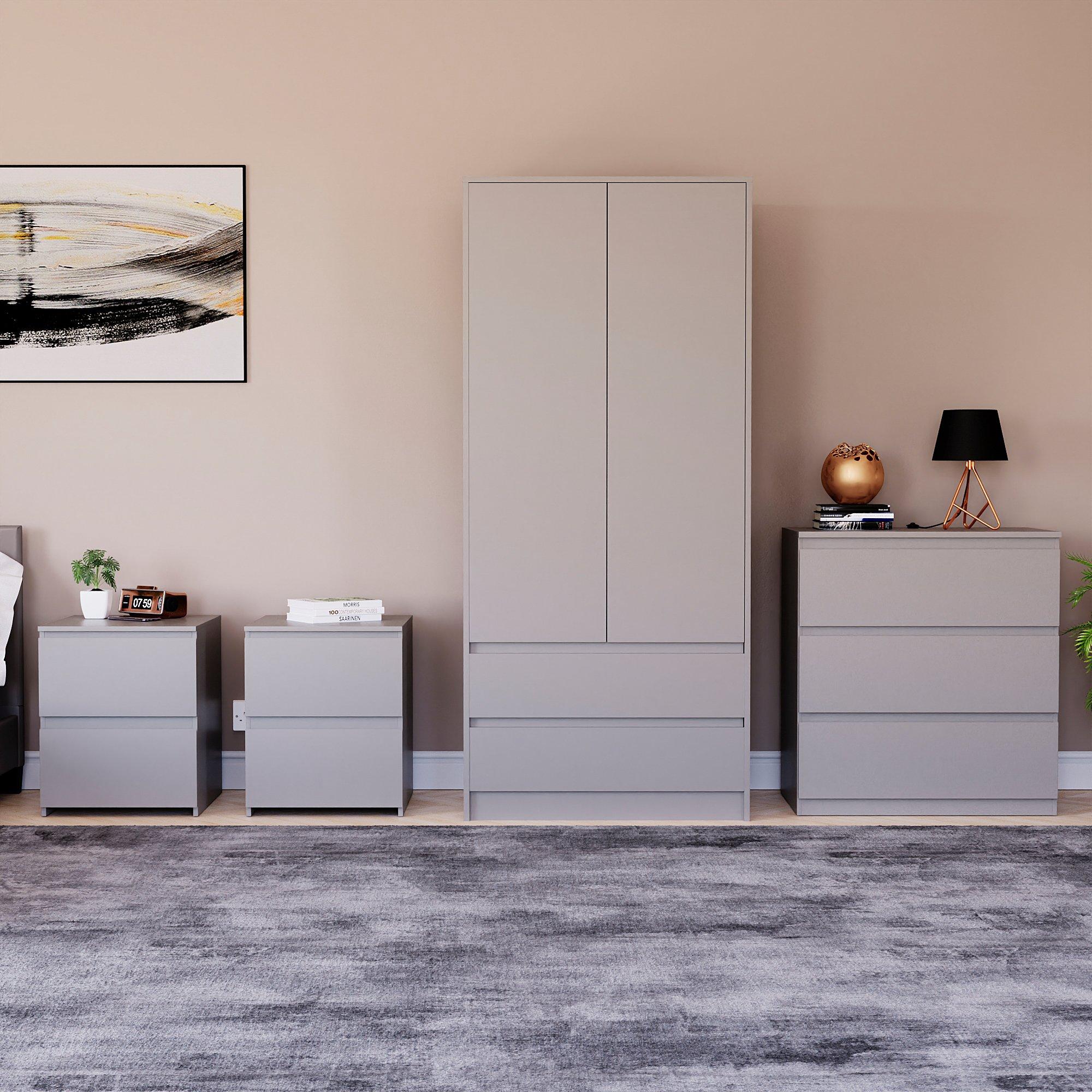 Grey - Lassic - Vida Designs 4 Piece Denver Bedroom Set 1 - 2