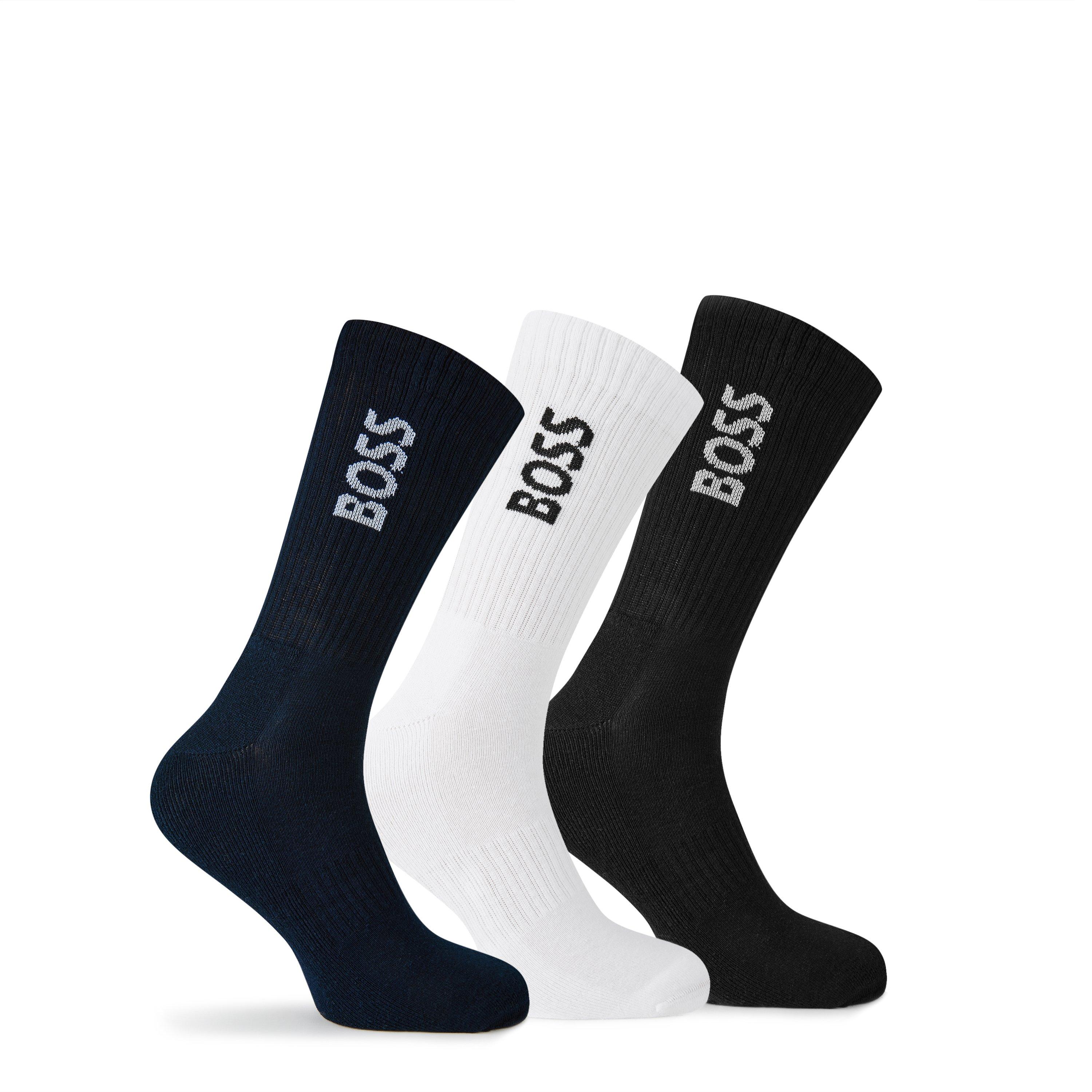Boss Men's Bodywear 3 Pack Socks With Logo Detail (Crew) - Blk/Wht/Nvy 960 - 5.5-8
