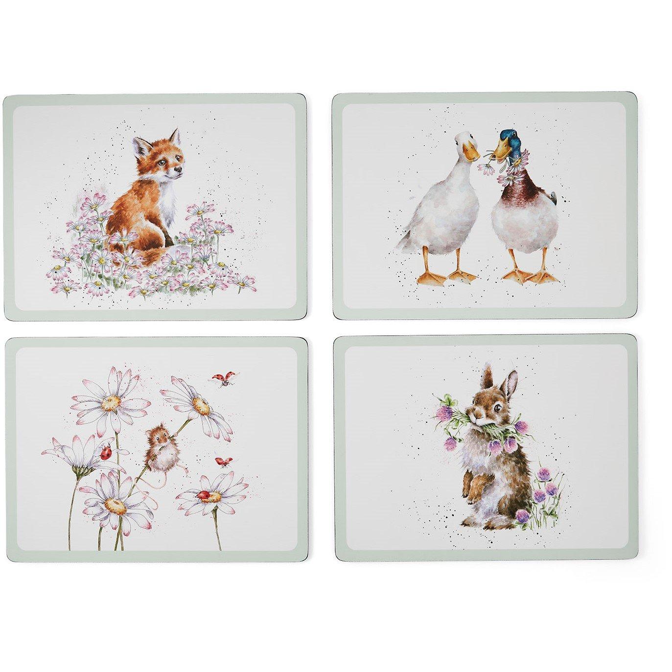Royal Worcester Wrendale  Wrendale Designs Large Wildflowers 4 Placemats - 