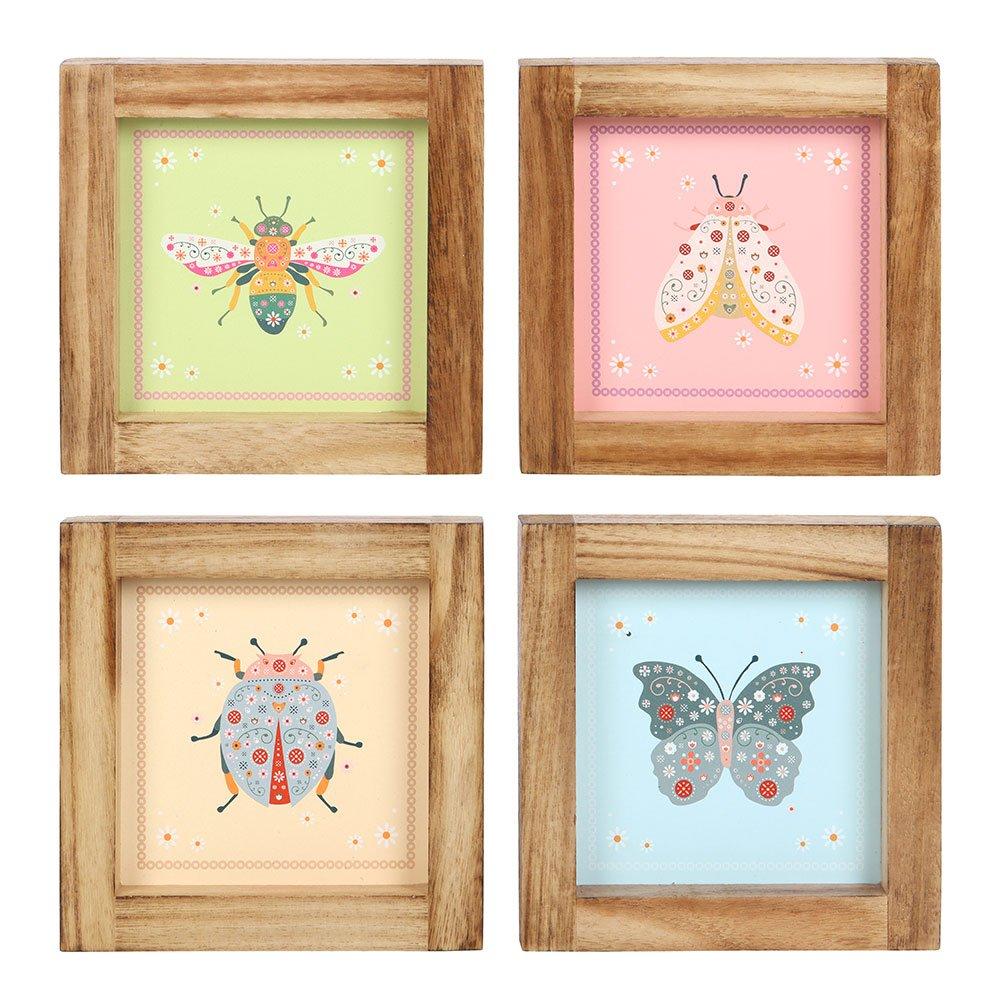 Multi - Something Different - Set of 4 Floral Bug Framed Wall Art Prints - 2