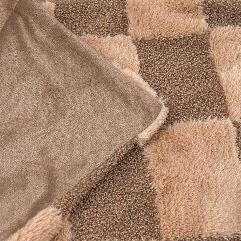 Chocolate Truff - Furn - Fur Boucle Check Throw - 2