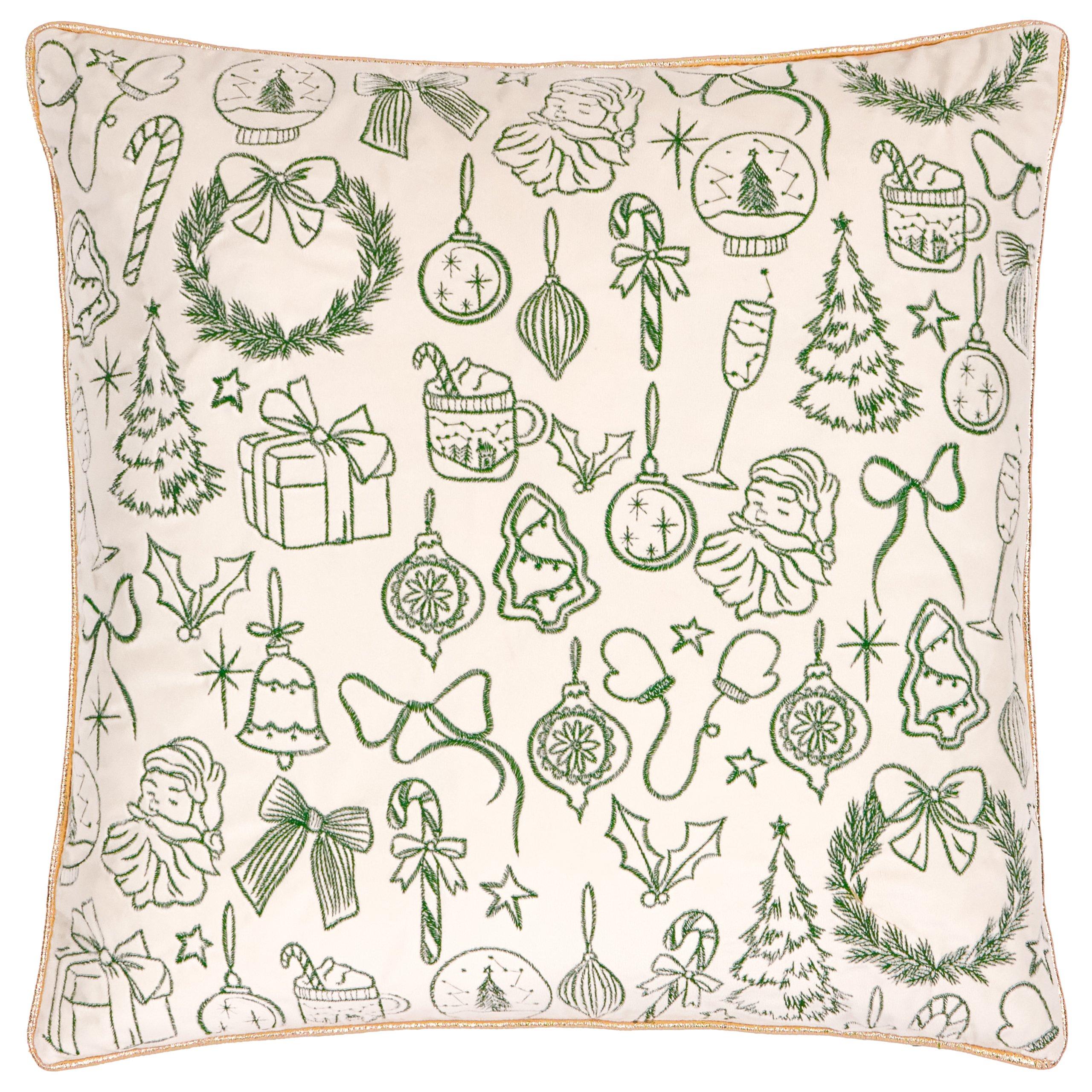 Ecru/Dark Green - Furn - Merry Christmas Velvet Cushion - 2