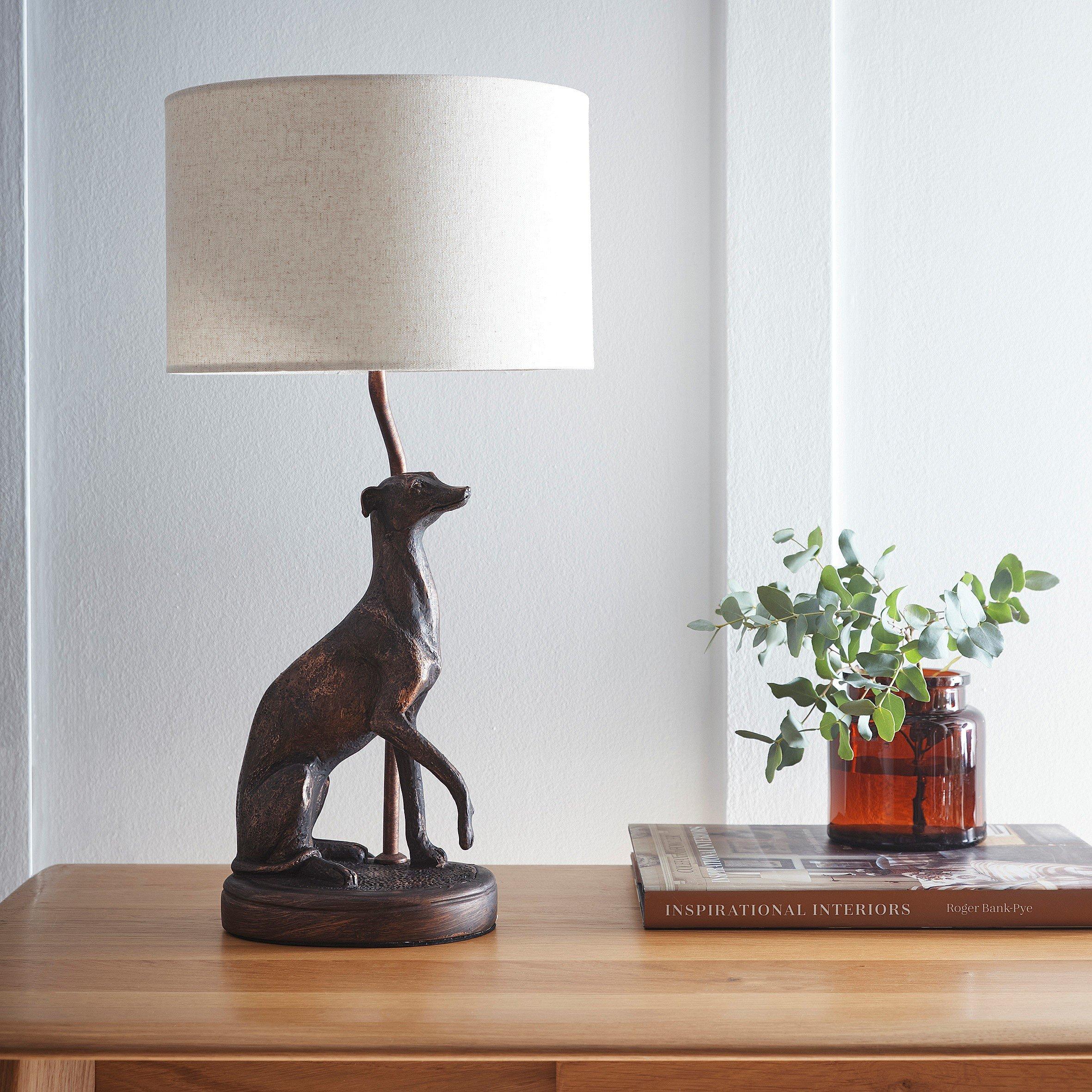 Red Copper - K Living - Greyhound Red Copper Resin Table Lamp with Shade - 1