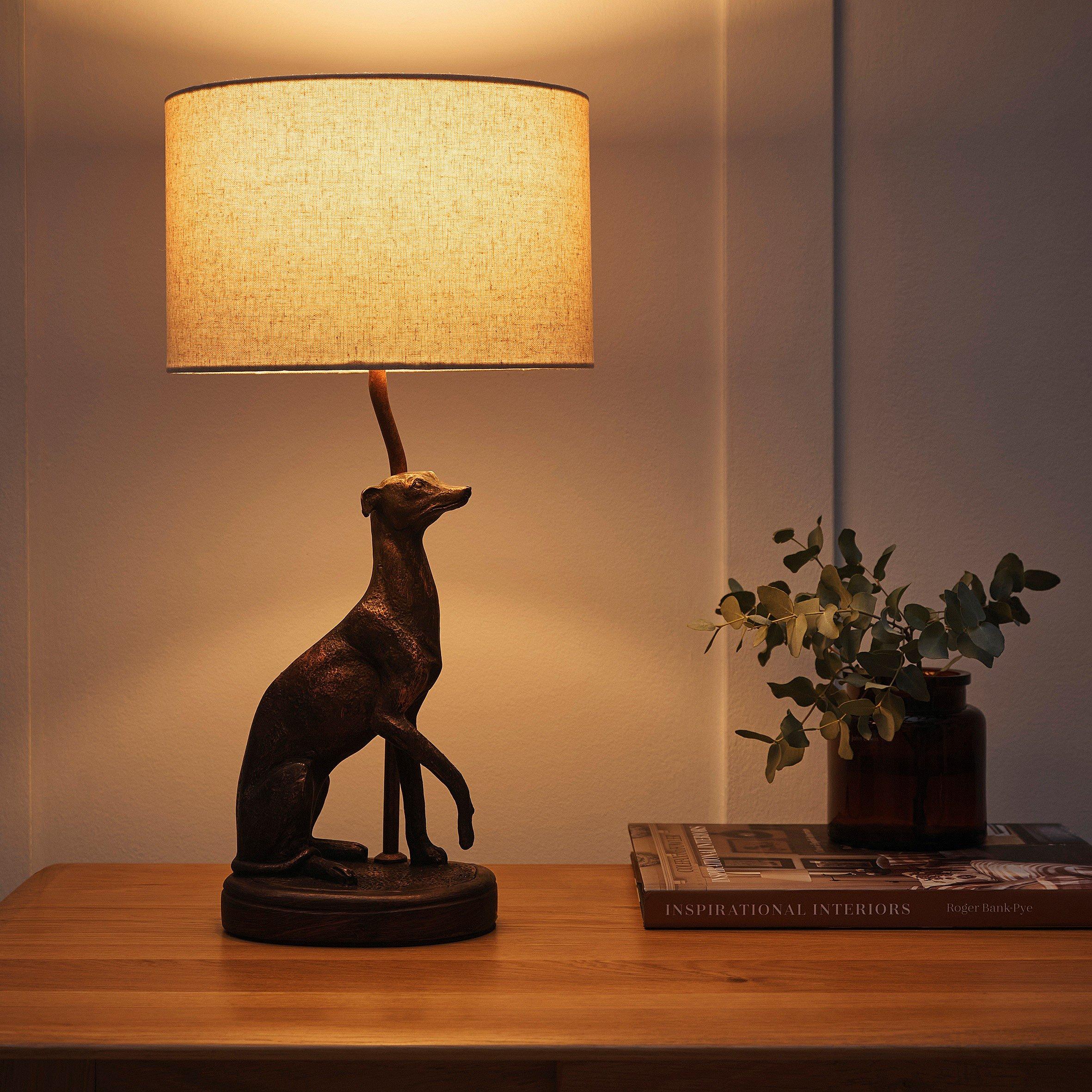 Red Copper - K Living - Greyhound Red Copper Resin Table Lamp with Shade - 2