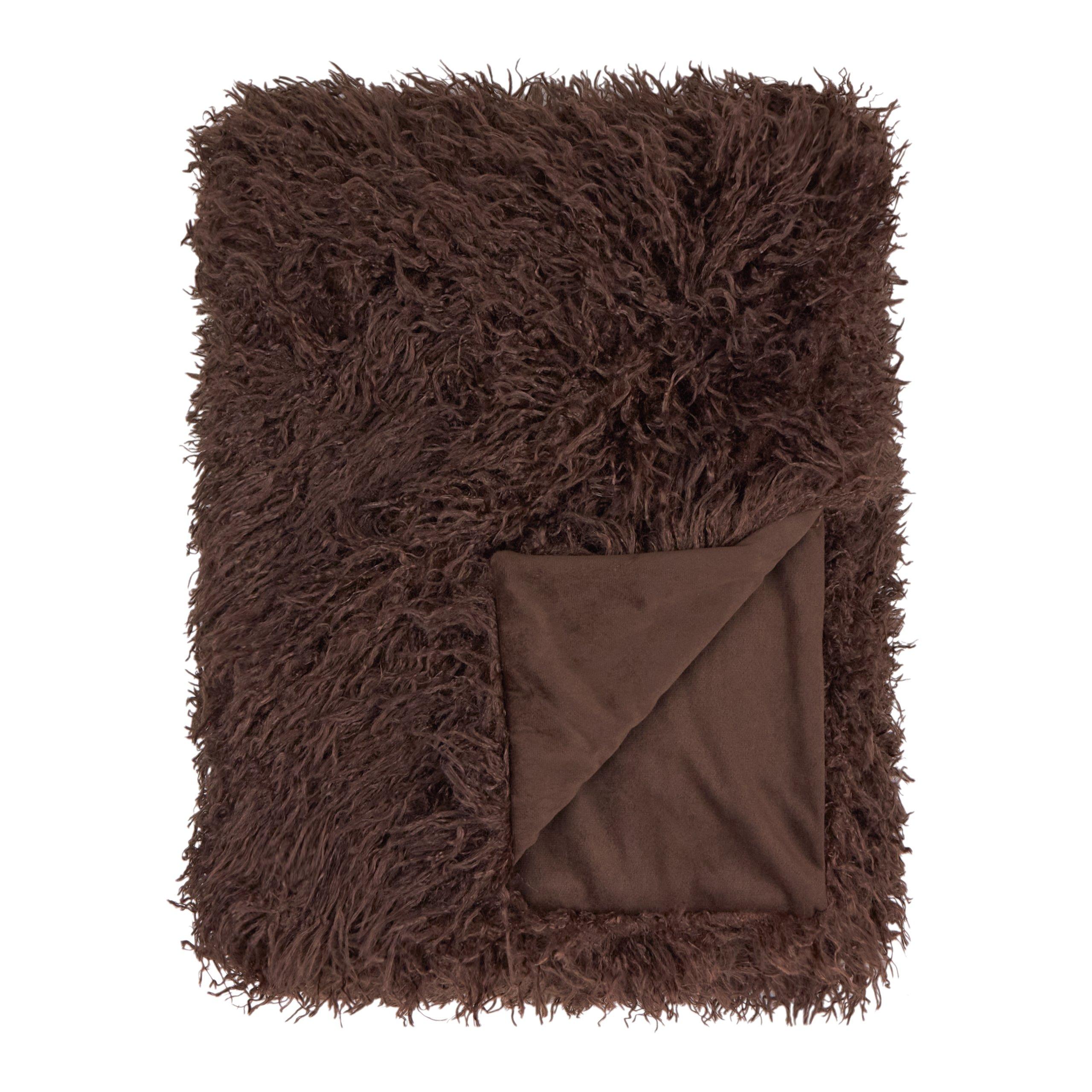 Chocolate - Furn - Rowan Faux Fur Throw - 1