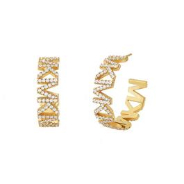 Michael Kors Ladies Michael Kors Gold Crystal Hoop Earrings