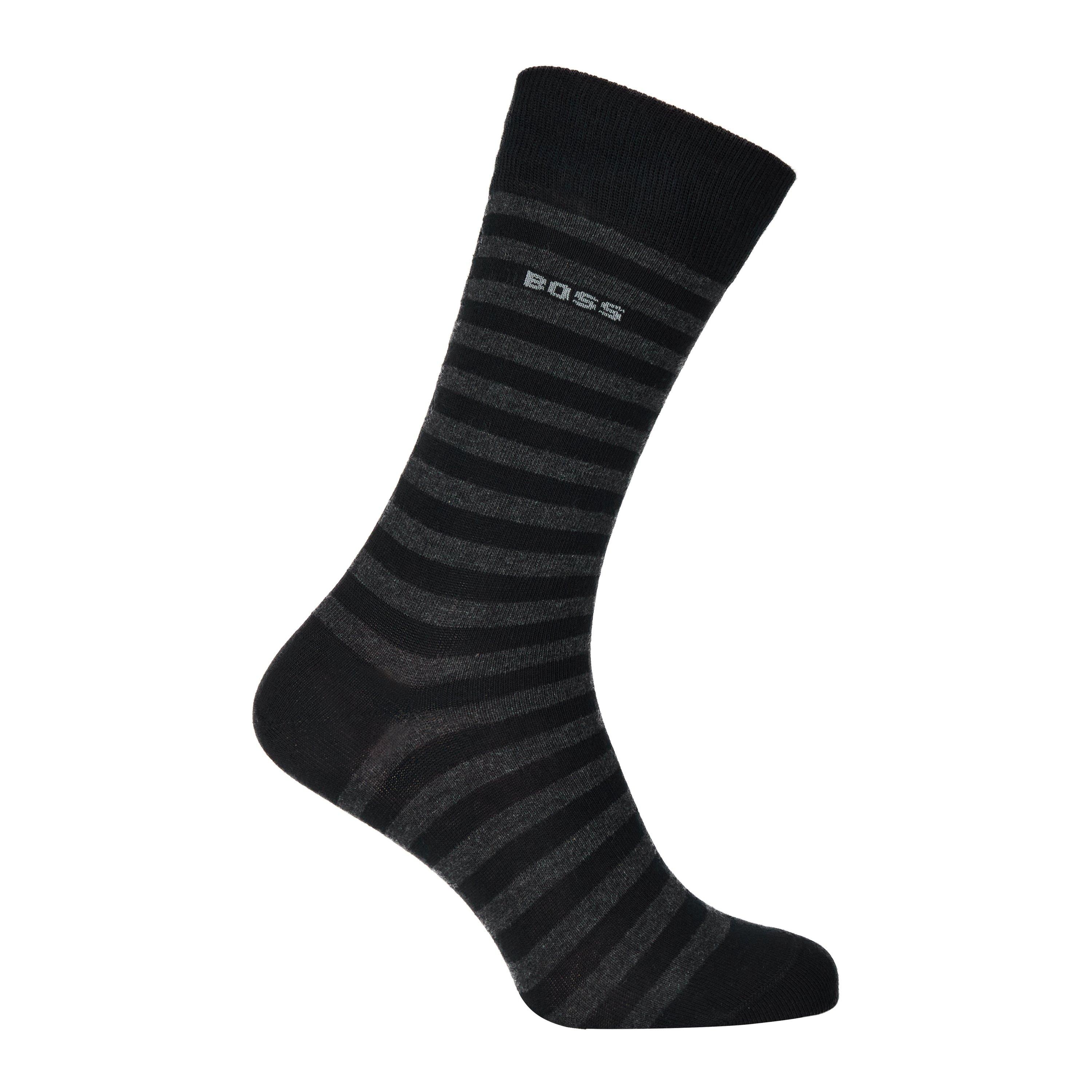 Black 001 - Boss - Men's Stripe Crew Socks - 2