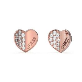 Guess Ladies Guess Rose Gold Pave Heart Stud Earrings