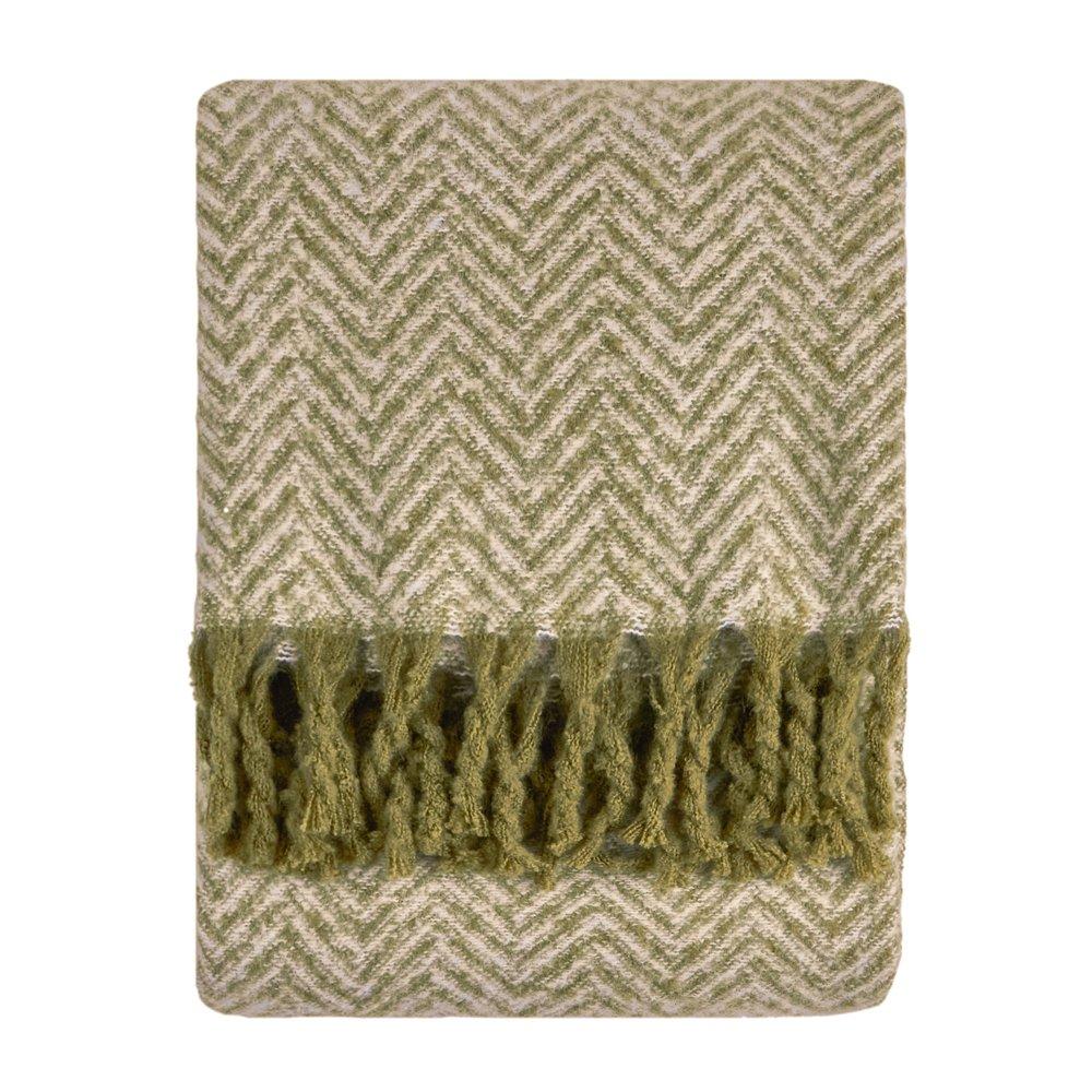 Green - Furn - Tweedie Brushed Herringbone Throw - 1