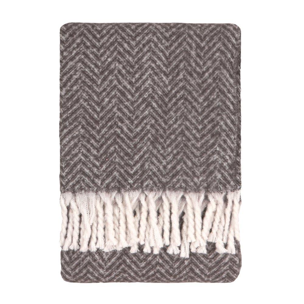 Charcoal - Furn - Tweedie Brushed Herringbone Throw - 1