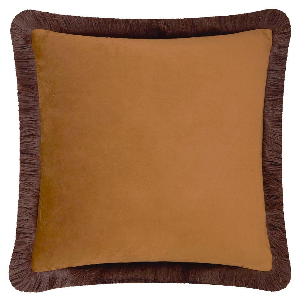 Caramel/Chocola - Furn - Halo Fringed Velvet Cushion - 1