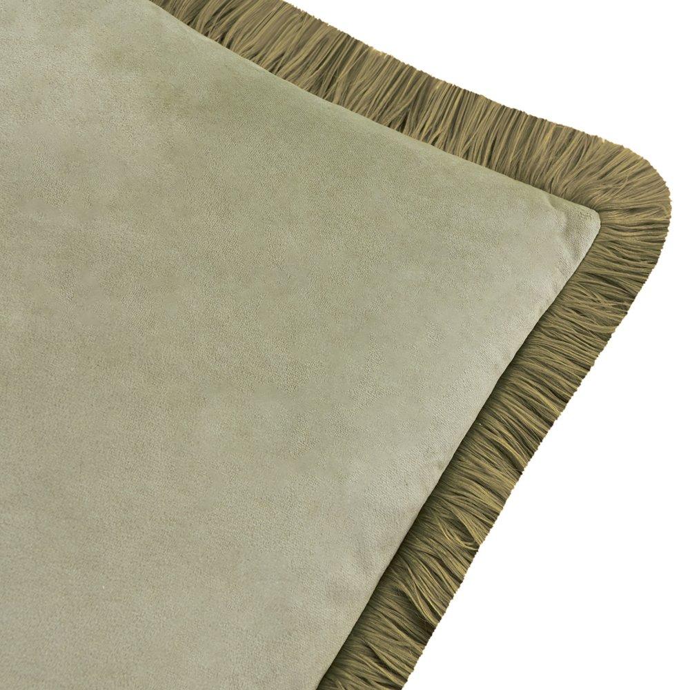 Sage/Green - Furn - Halo Fringed Velvet Cushion - 2